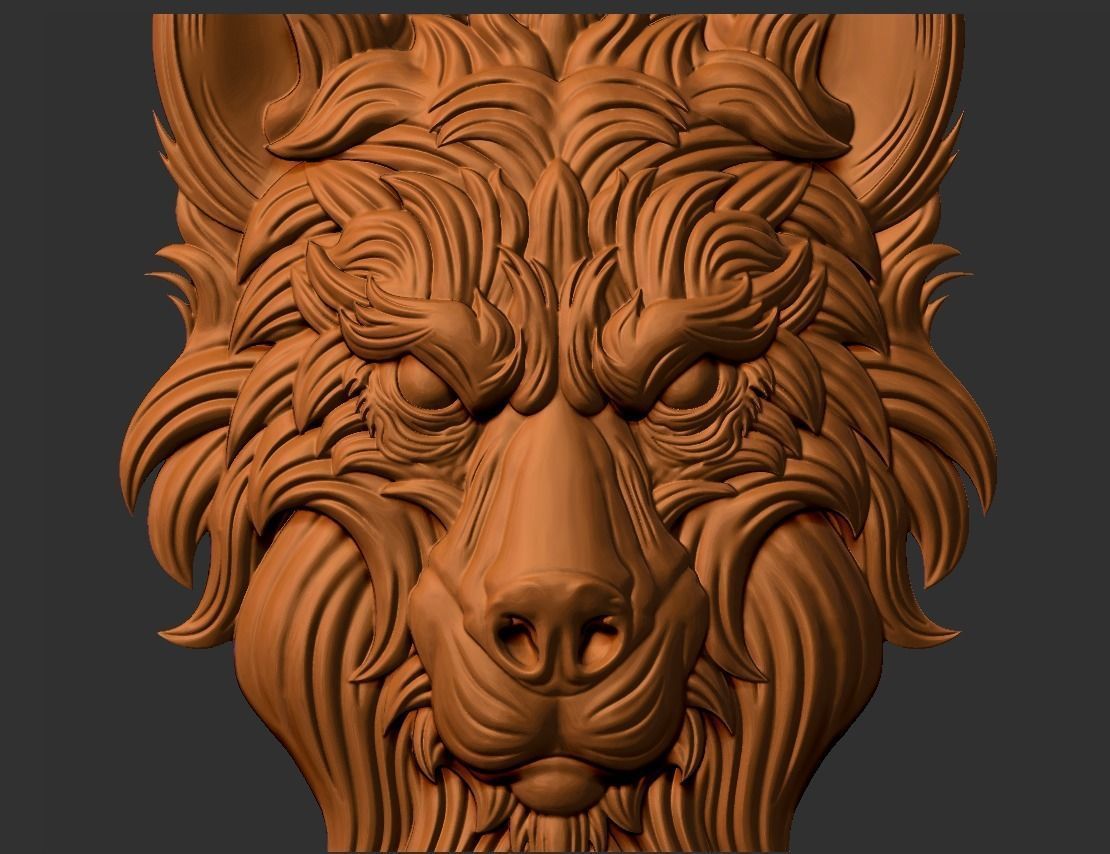 wolf head 3D print model_5
