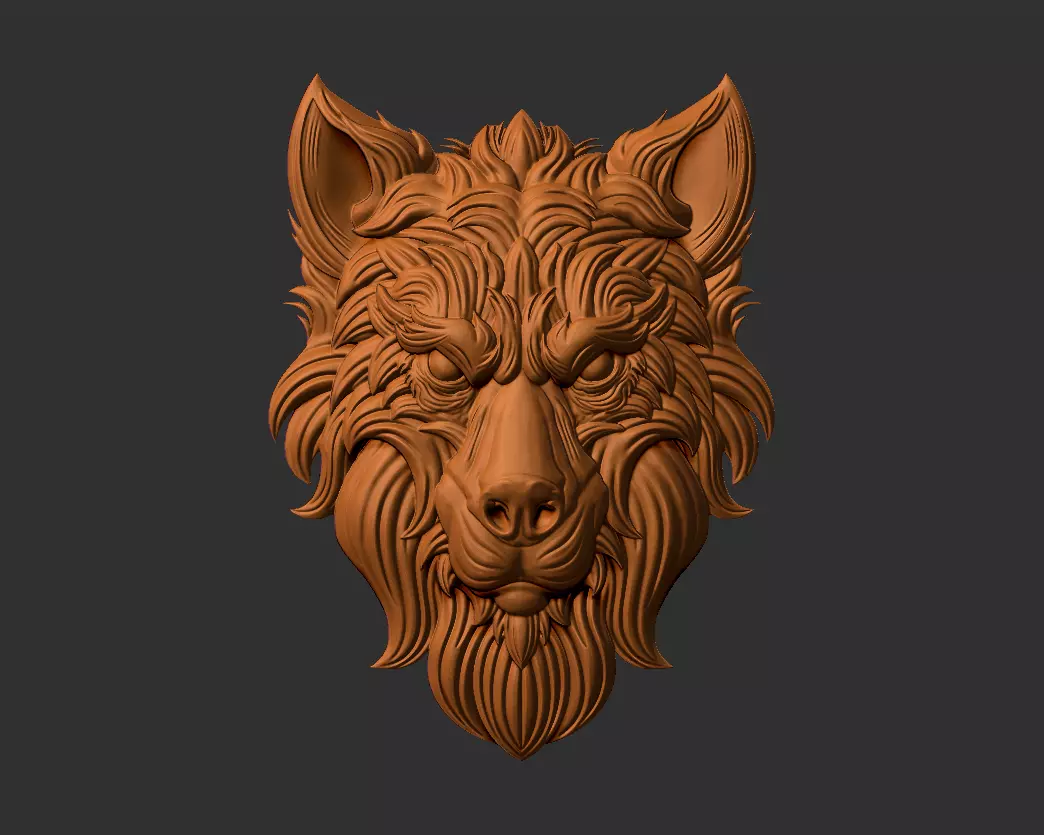 wolf head 3D print model_0