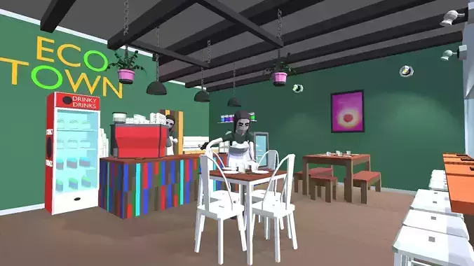 9t5 Low Poly Cafe Low-poly 3D model