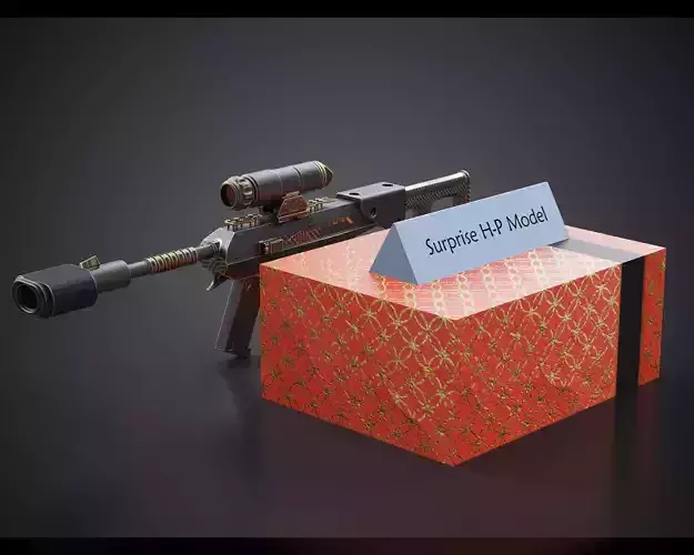 AMR Rifle With Gift Low-poly 3D model