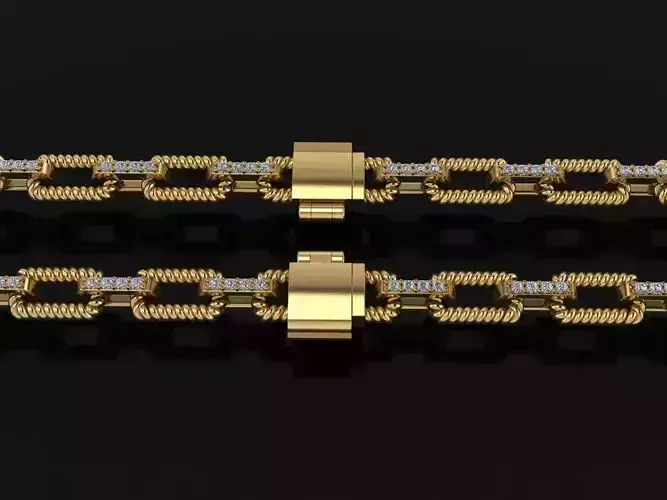 DAINTY HERMES STYLE DIAMOND TWIST ROPE LINK BRACELET NECKLACE