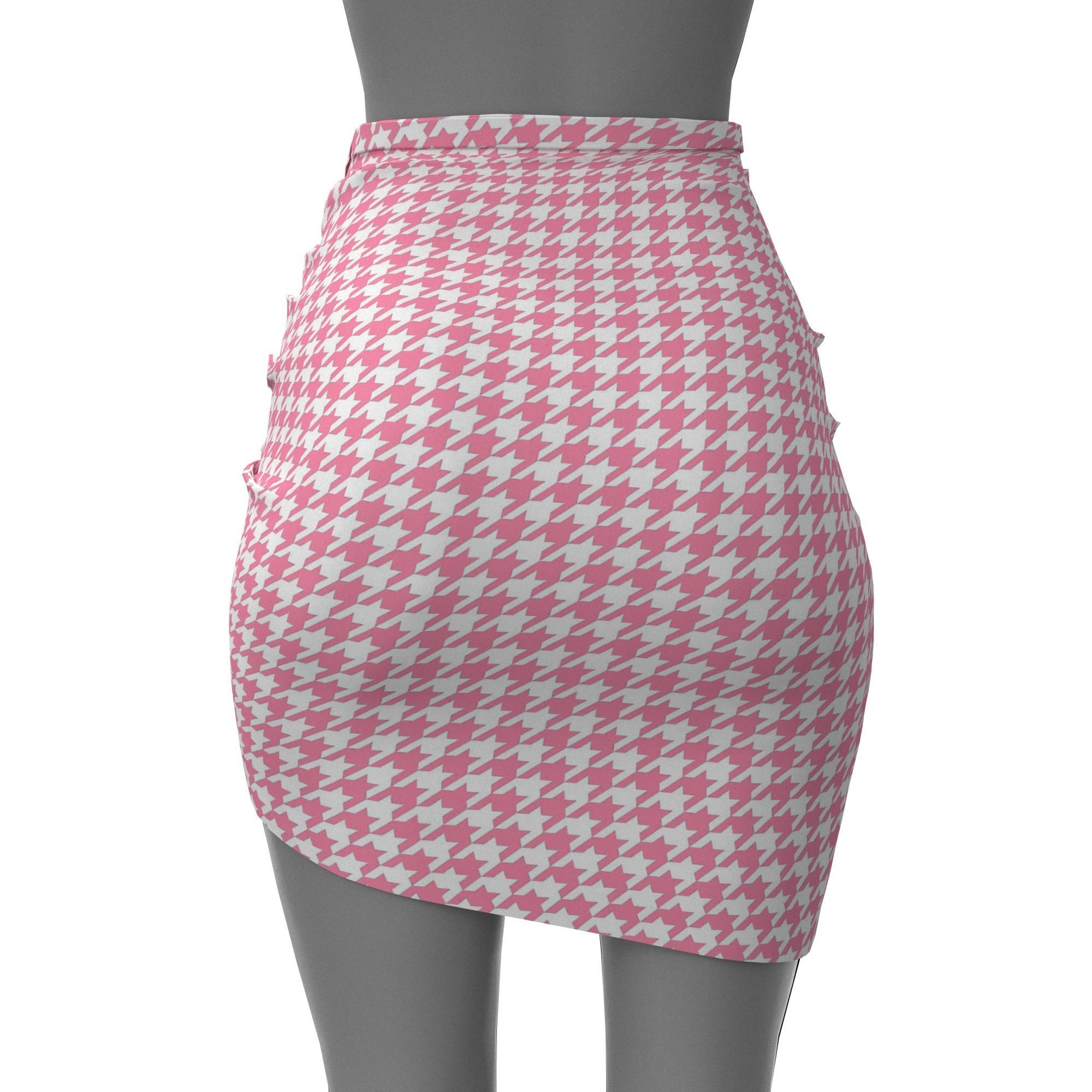 houndstooth skirt 3D model_11