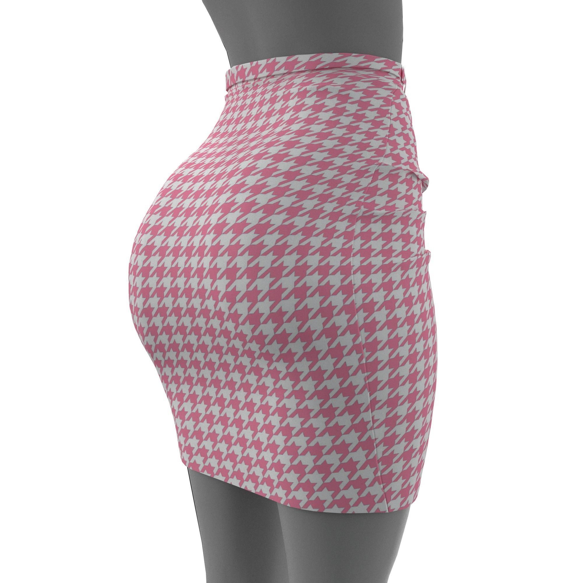 houndstooth skirt 3D model_10