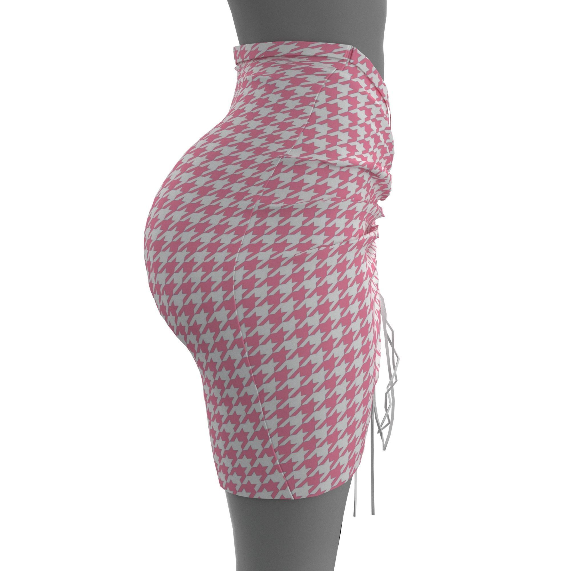 houndstooth skirt 3D model_9
