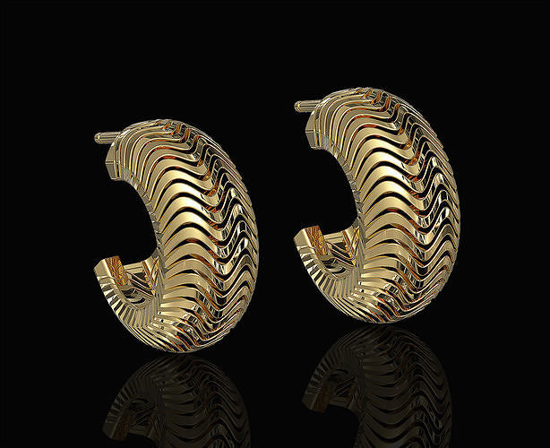 Deep Waves Earrings 3D print model