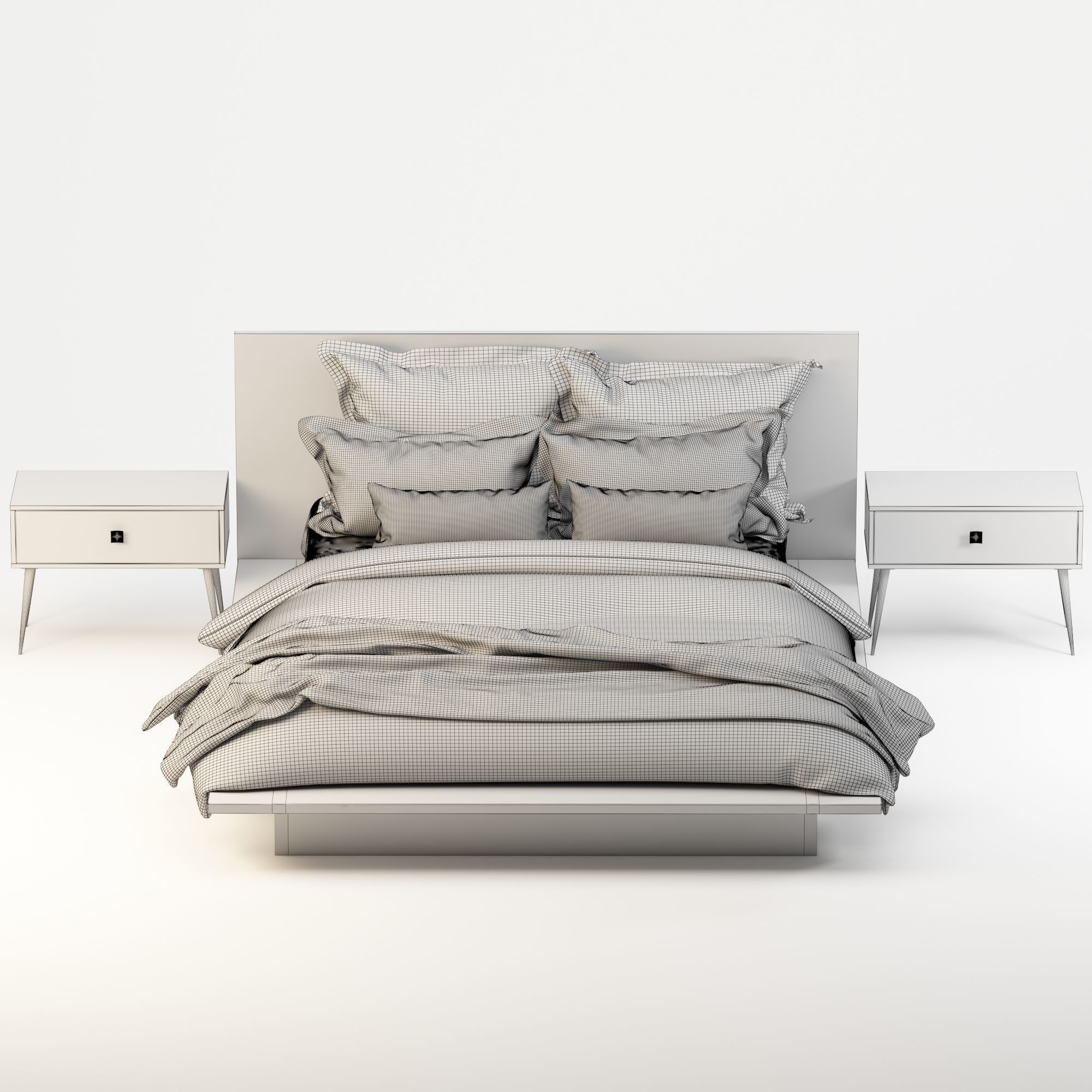 Modern Master Bed 3D model_2