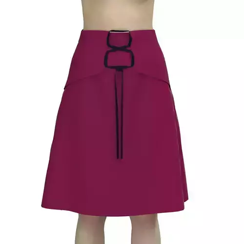 skirt maroon belted midi 3D model