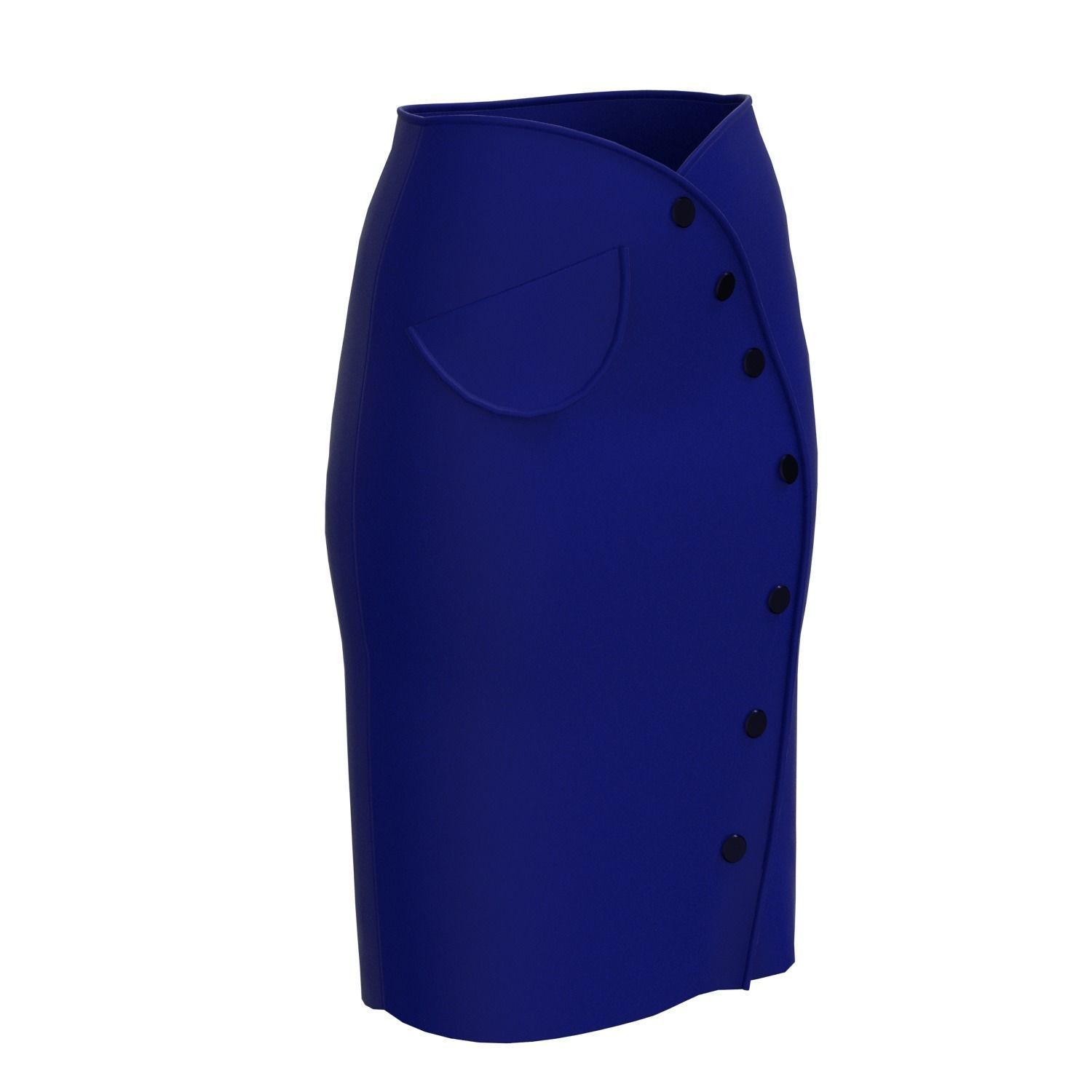 skirt pencil with buttons 3D model_4