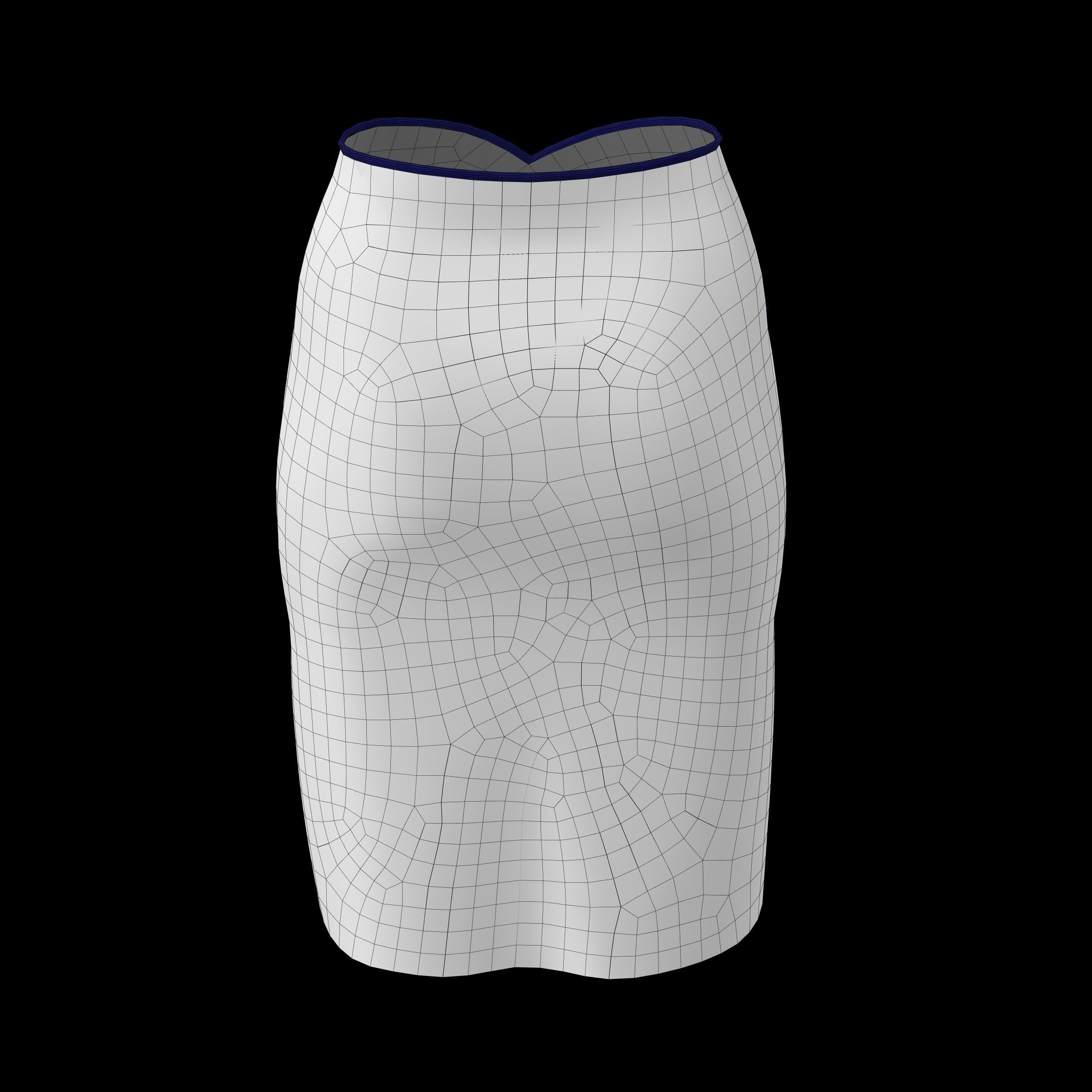 skirt pencil with buttons 3D model_12