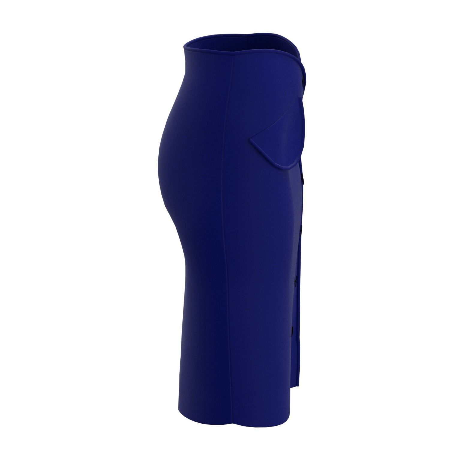 skirt pencil with buttons 3D model_6
