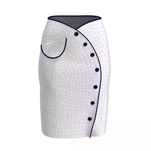 skirt pencil with buttons 3D model