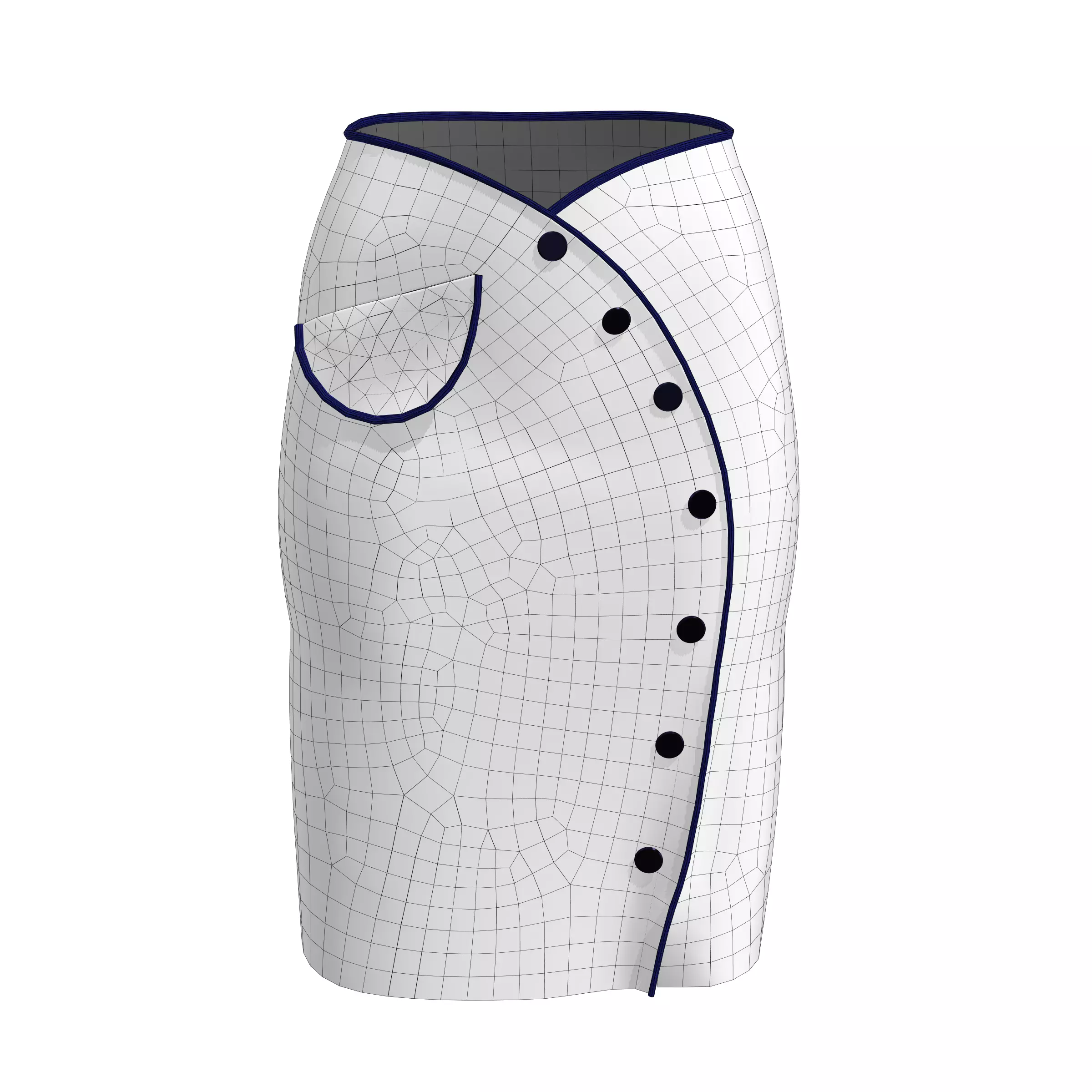 skirt pencil with buttons 3D model_0