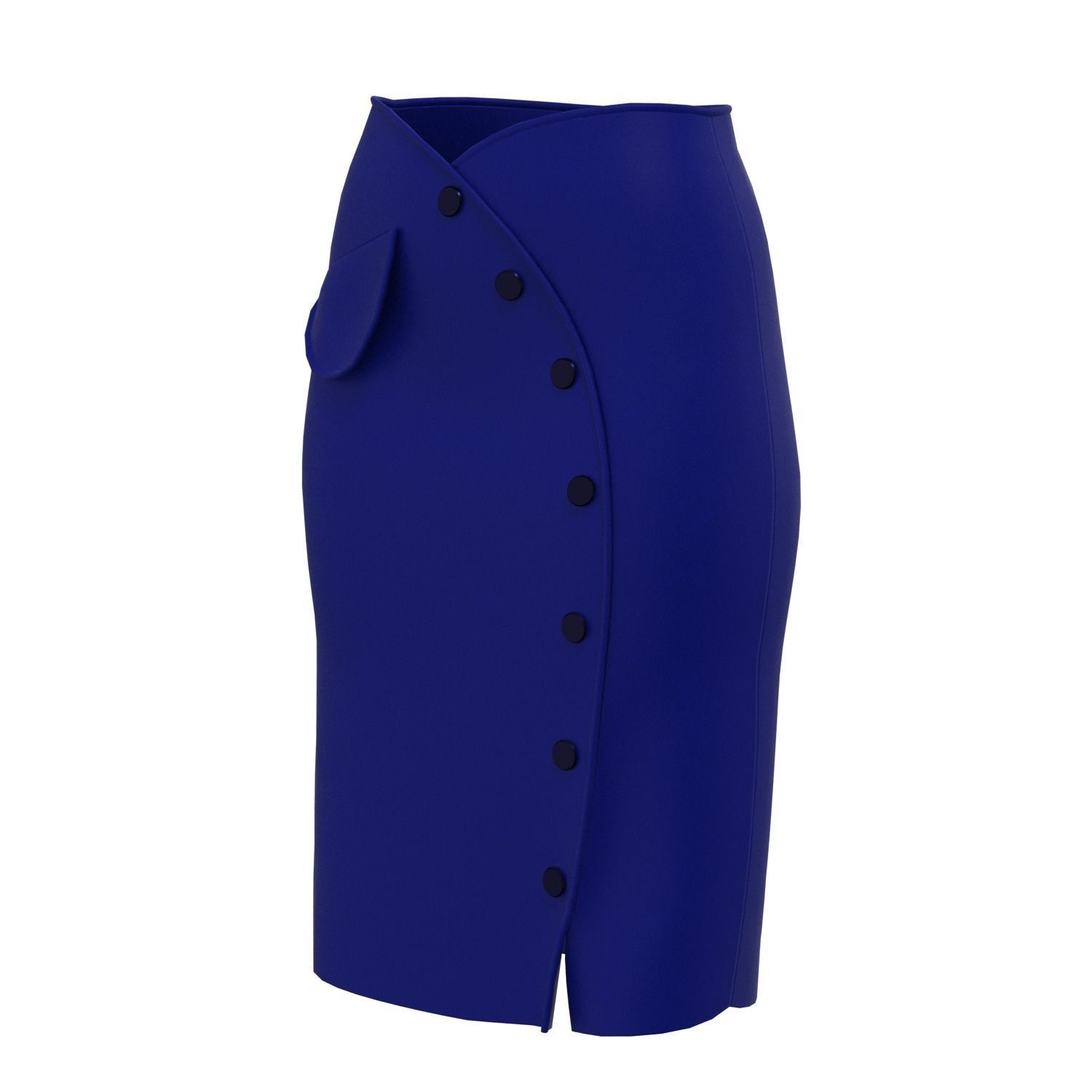 skirt pencil with buttons 3D model_5