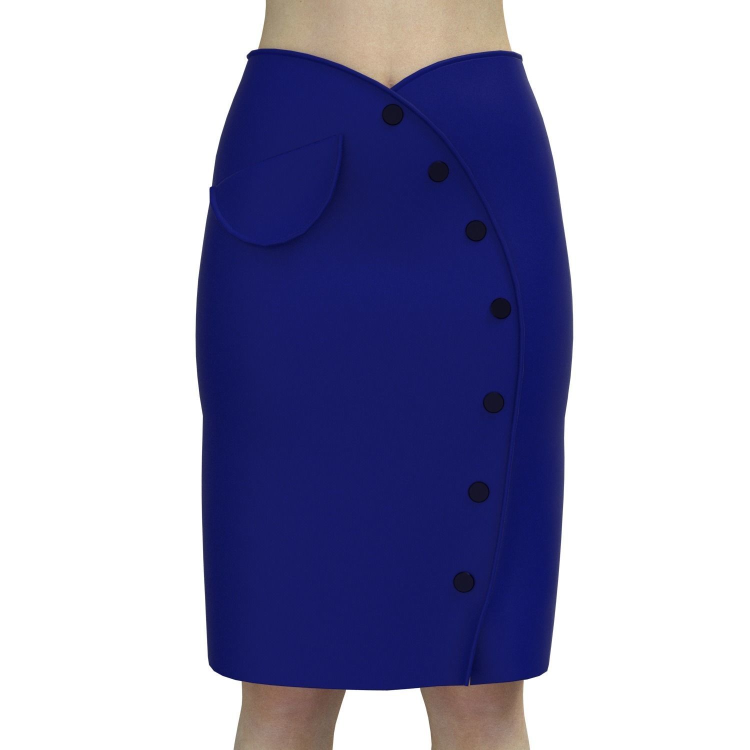 skirt pencil with buttons 3D model_2