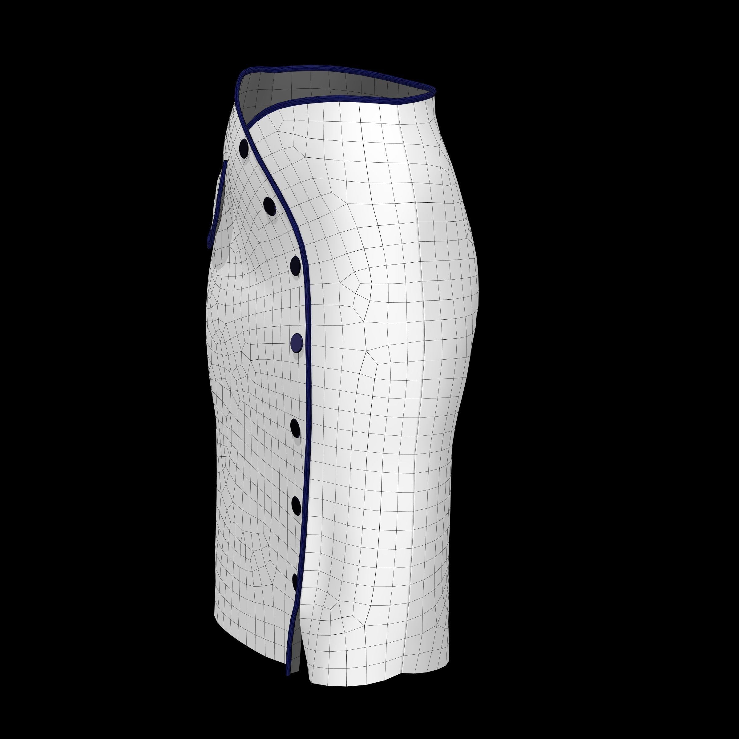 skirt pencil with buttons 3D model_10