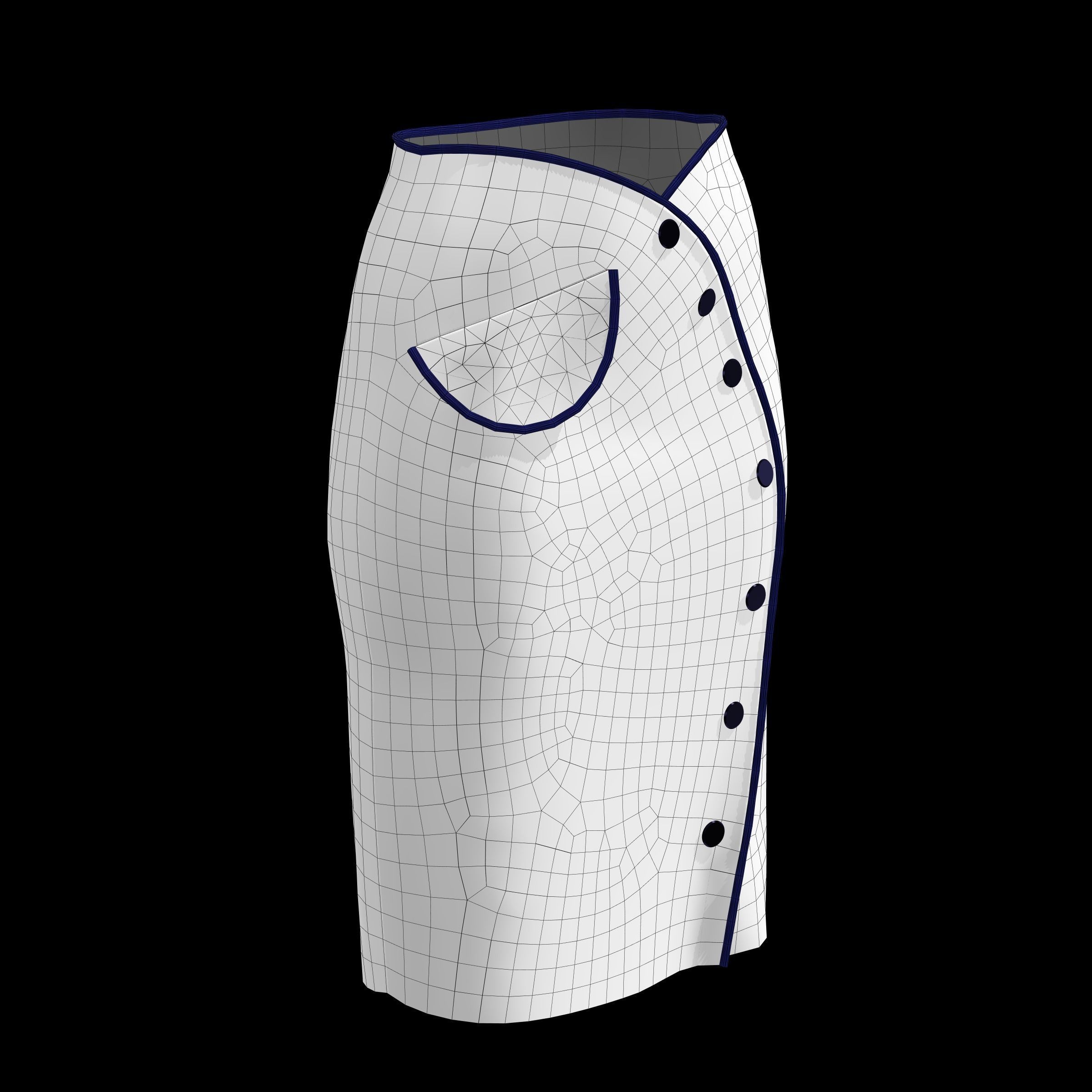 skirt pencil with buttons 3D model_11