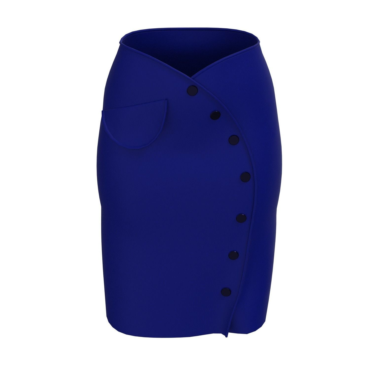 skirt pencil with buttons 3D model_1