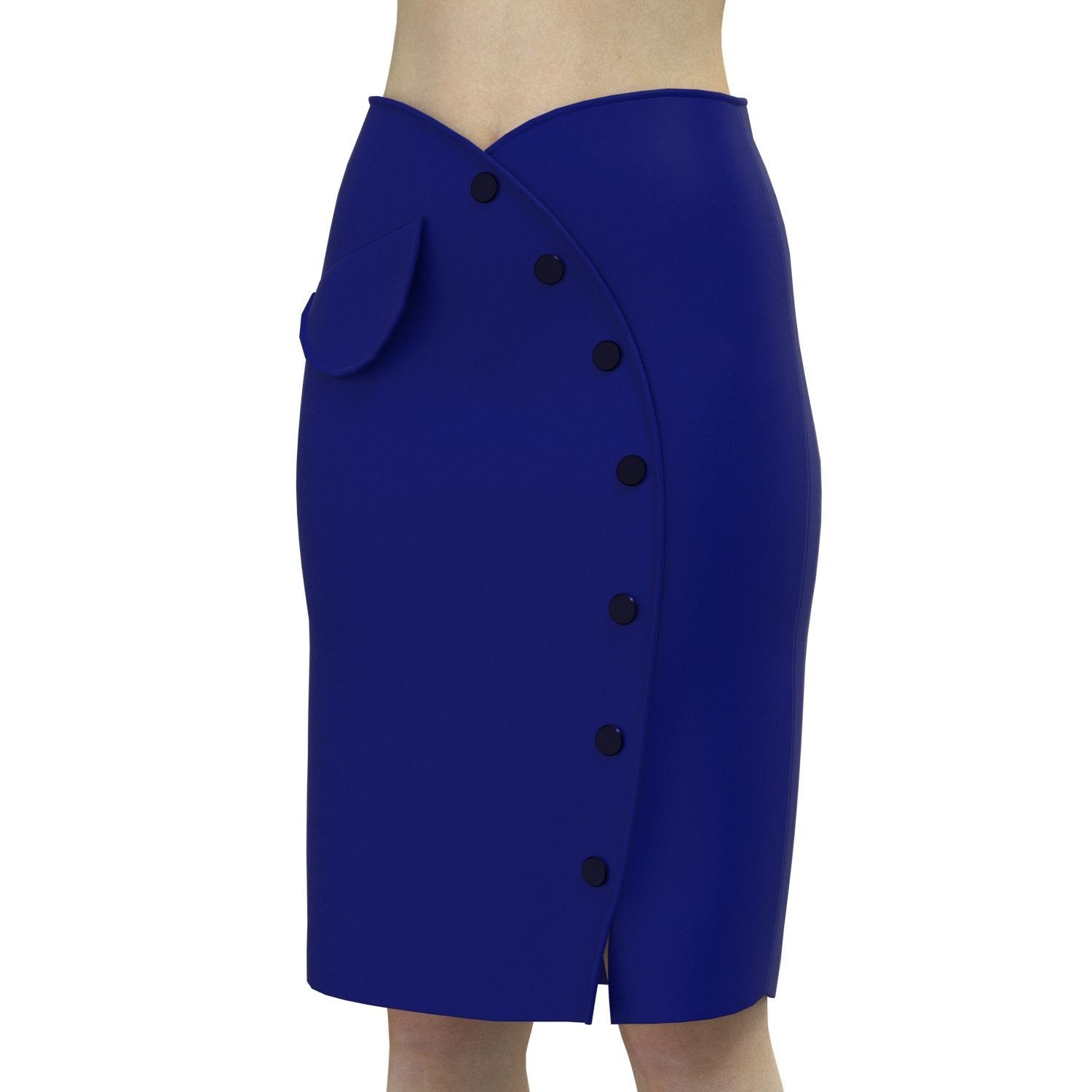 skirt pencil with buttons 3D model_3
