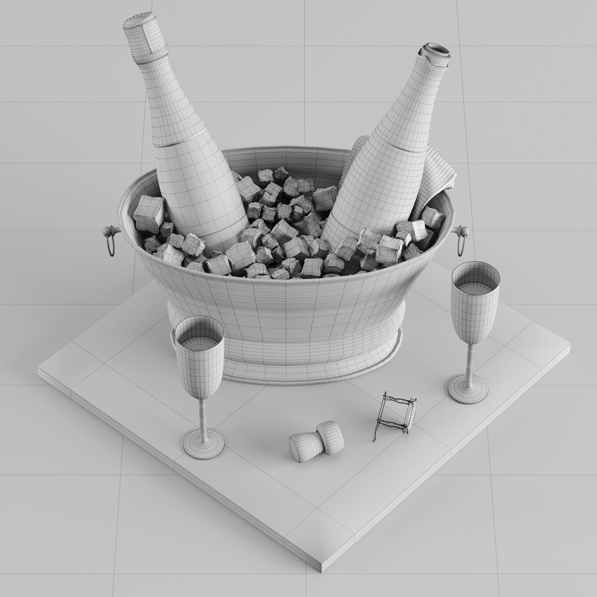 Bucket of champagne 3D model_10
