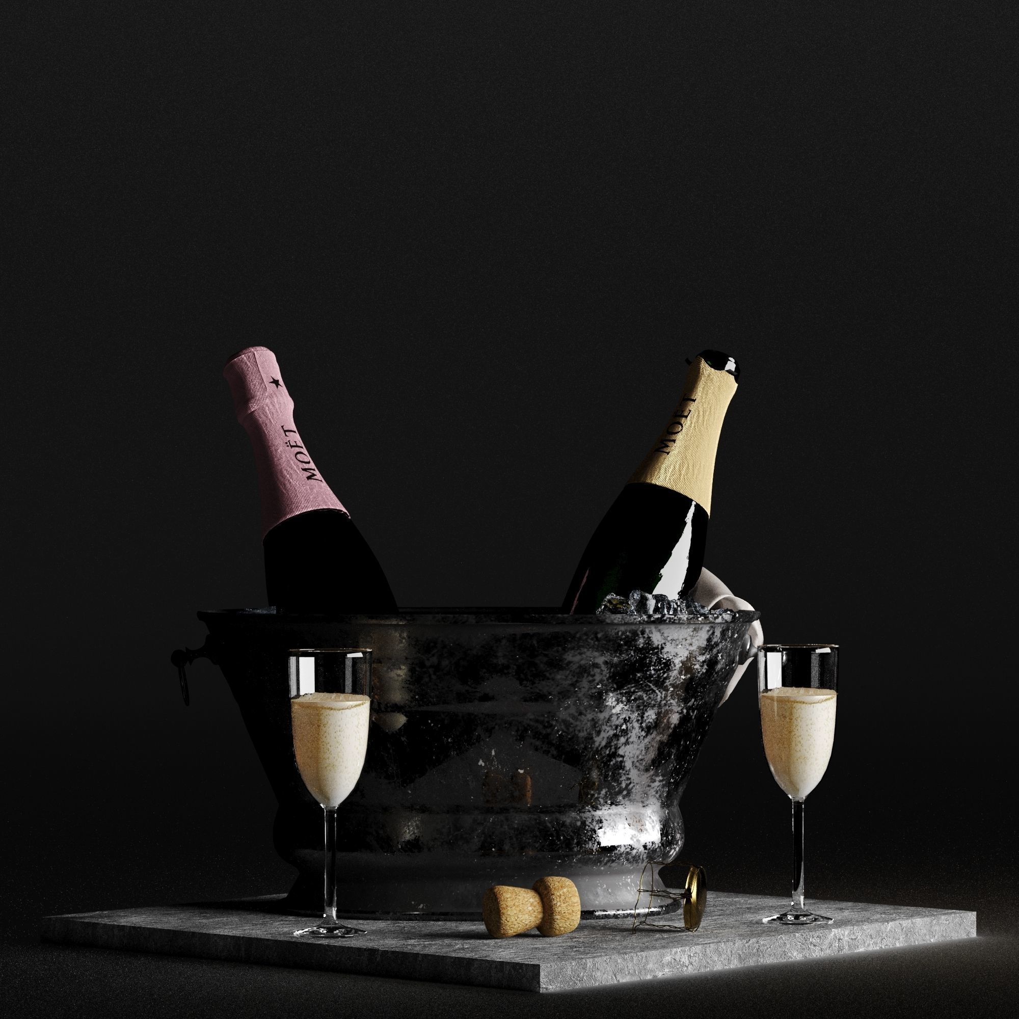 Bucket of champagne 3D model_16