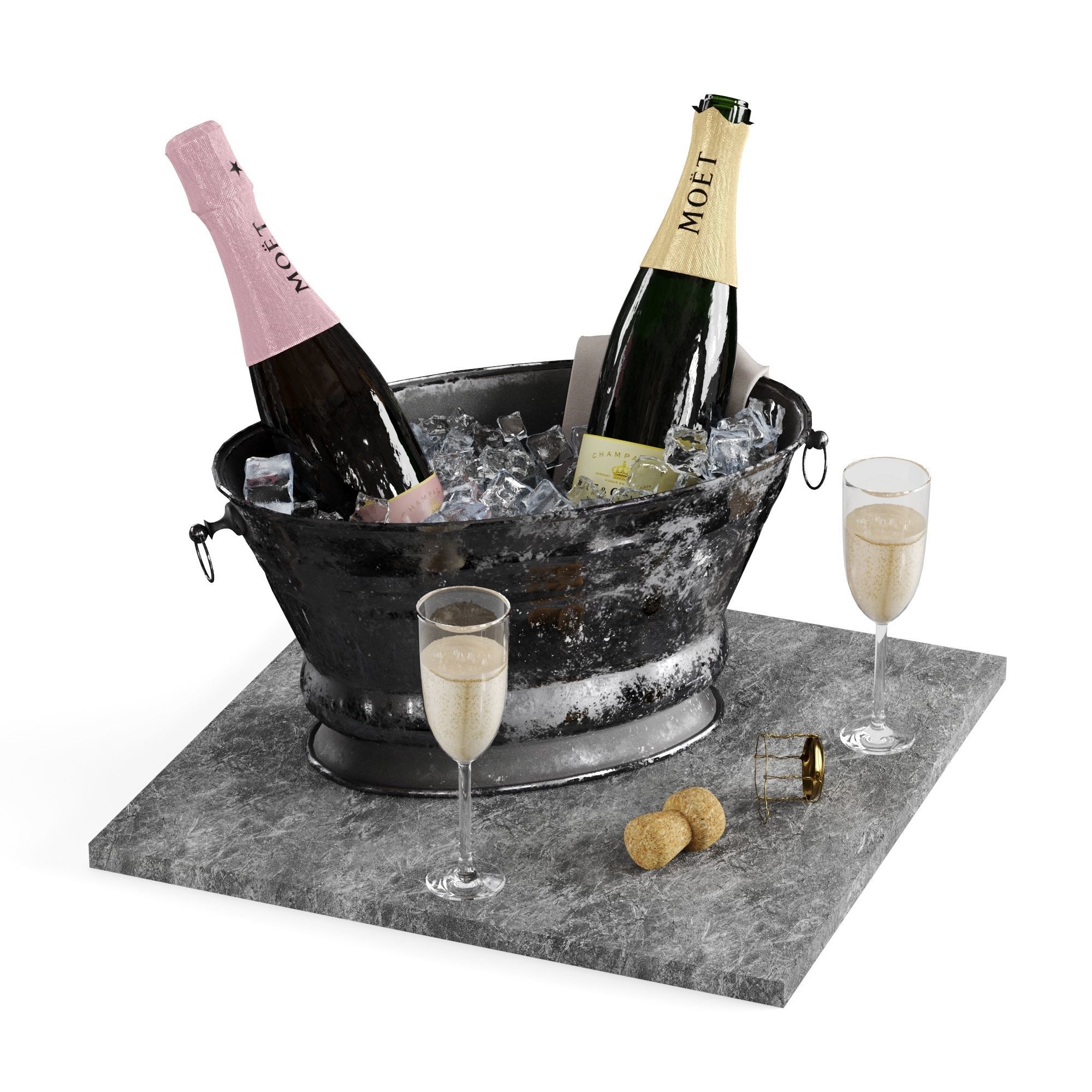 Bucket of champagne 3D model_8