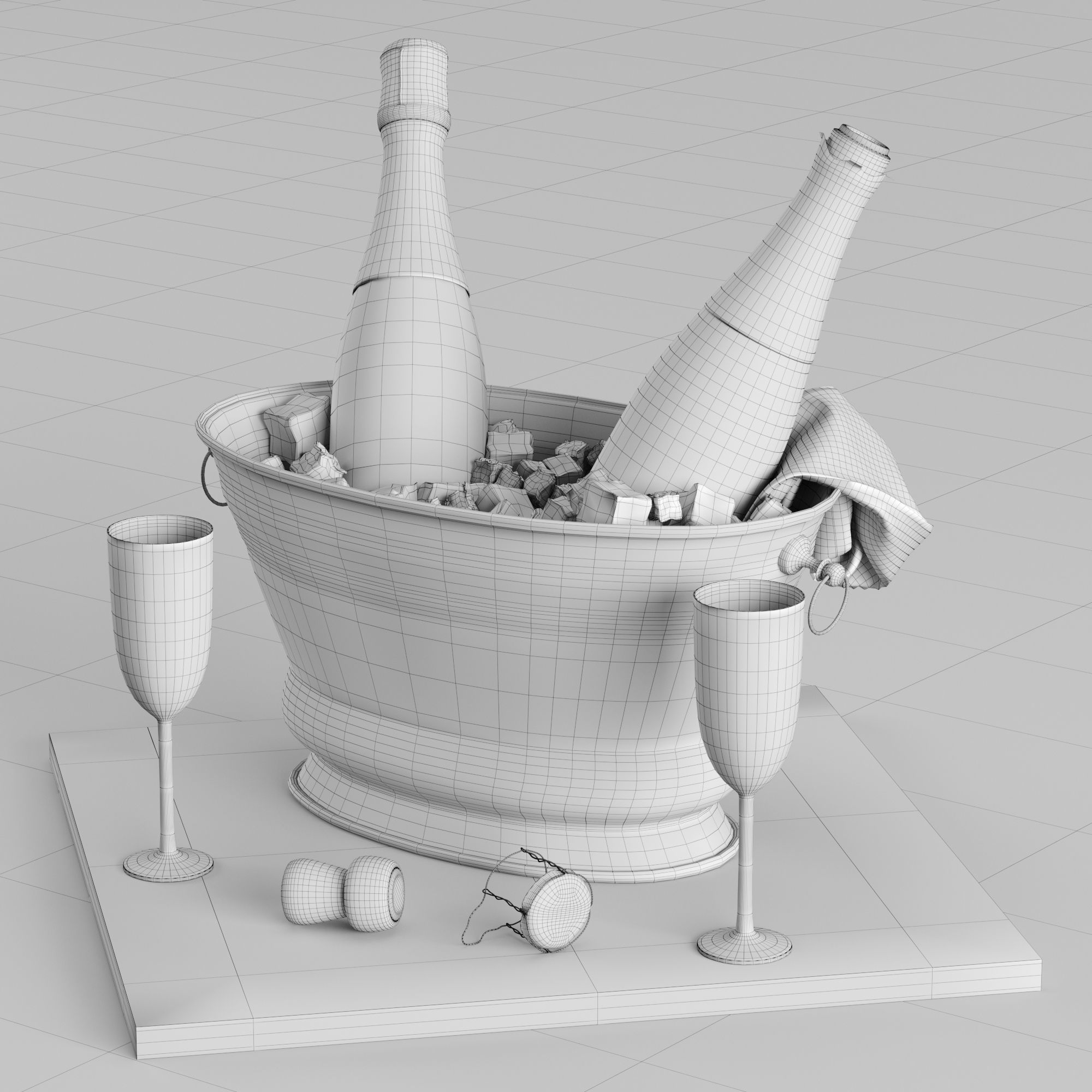 Bucket of champagne 3D model_12