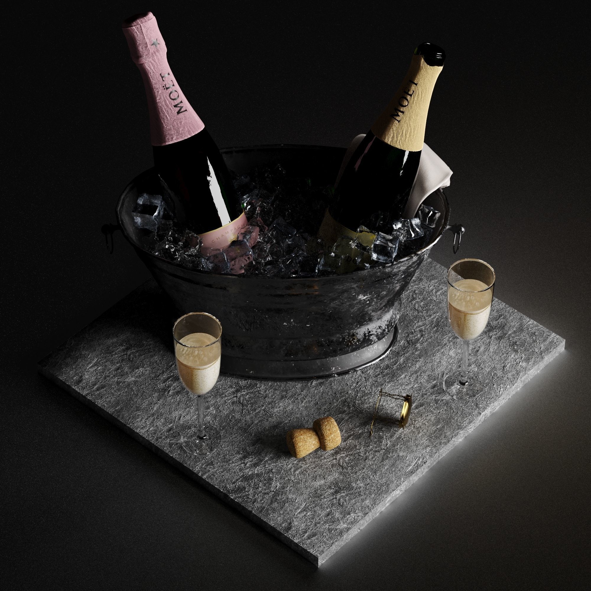 Bucket of champagne 3D model_17