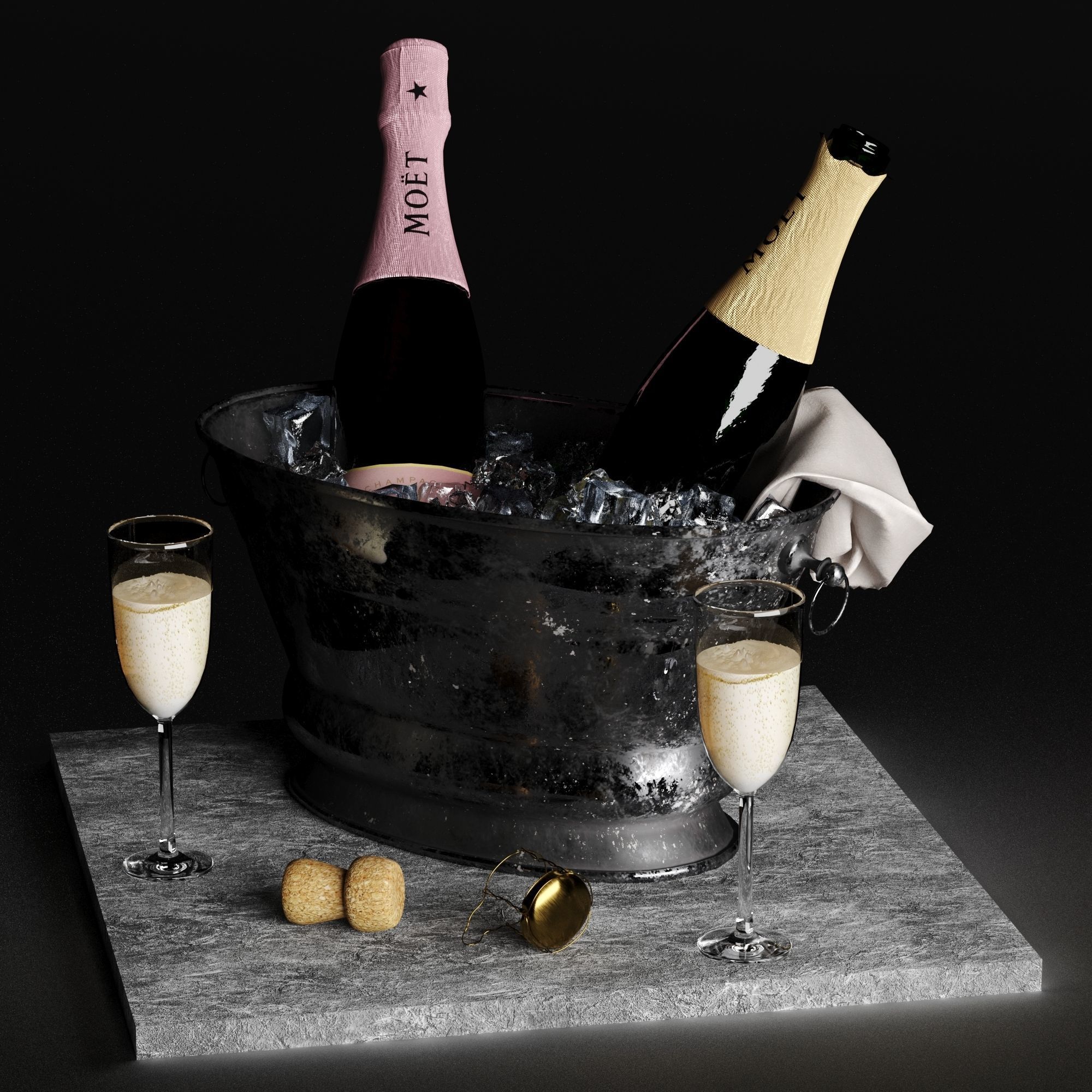Bucket of champagne 3D model_20