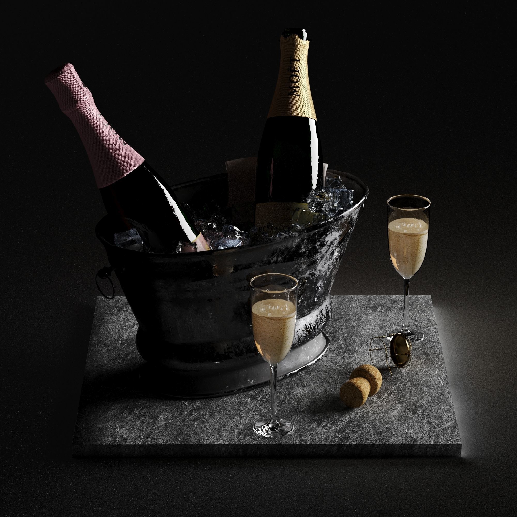 Bucket of champagne 3D model_23