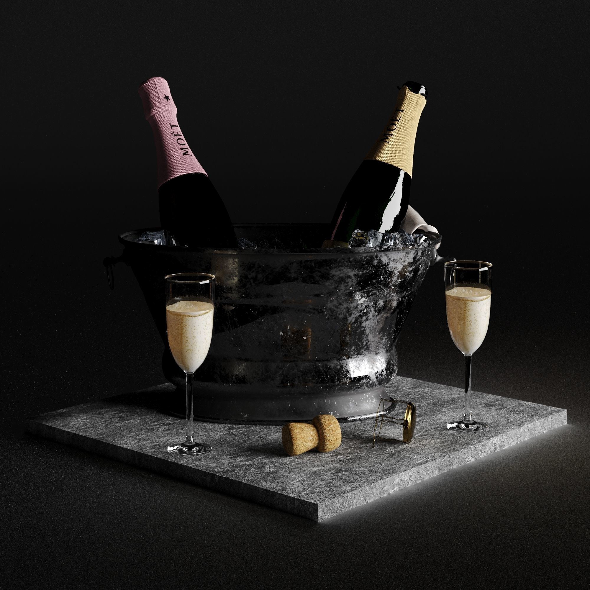 Bucket of champagne 3D model_15