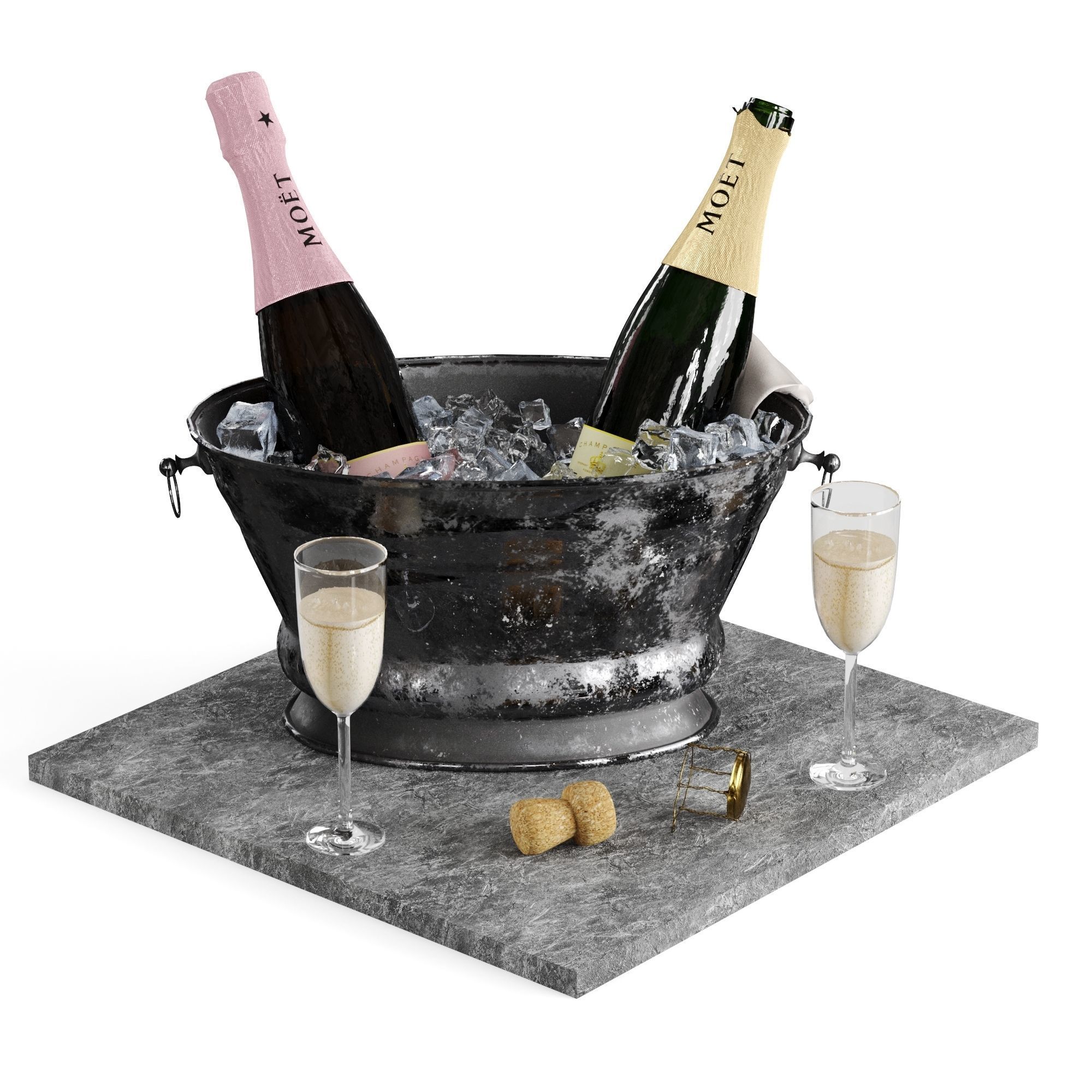 Bucket of champagne 3D model_2