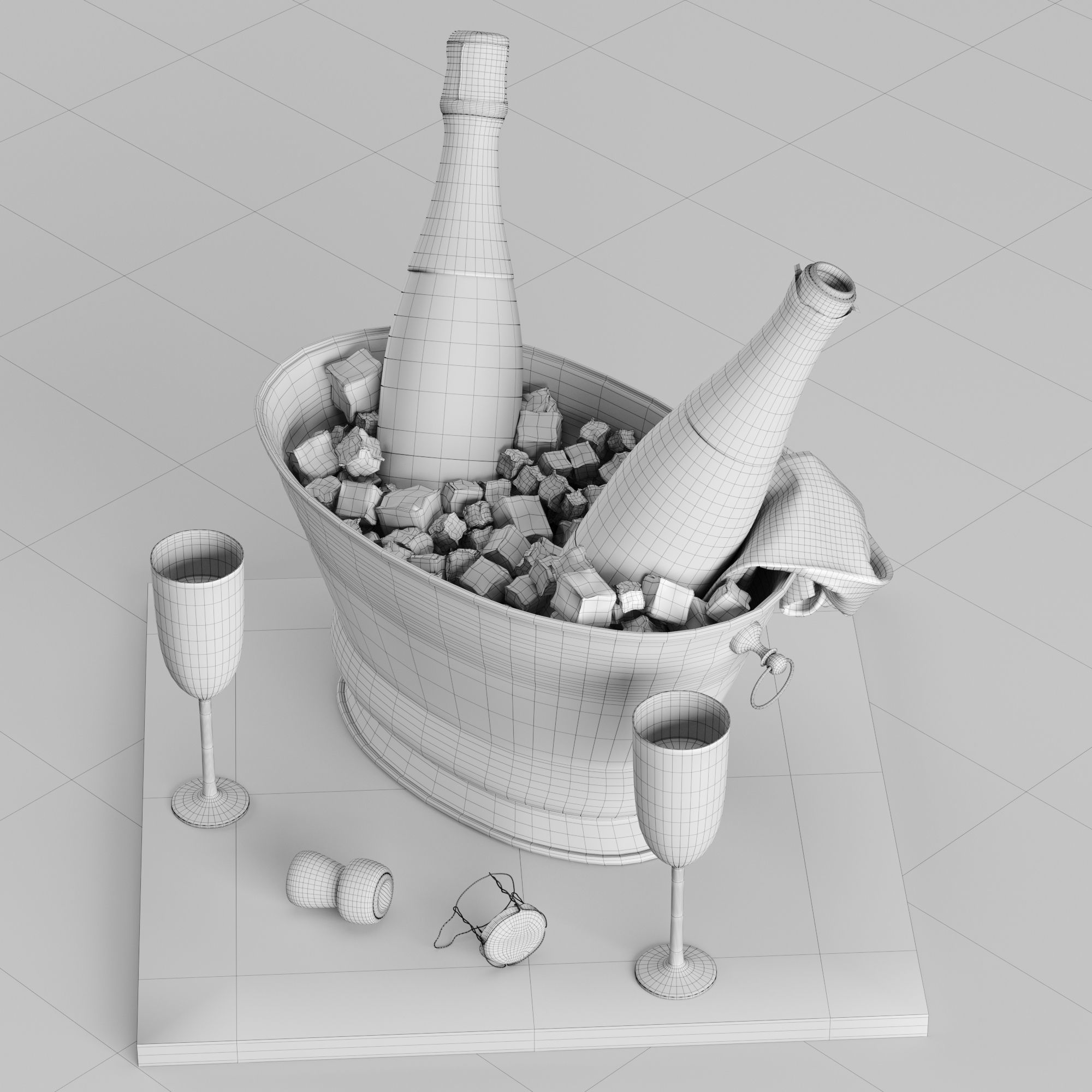 Bucket of champagne 3D model_13