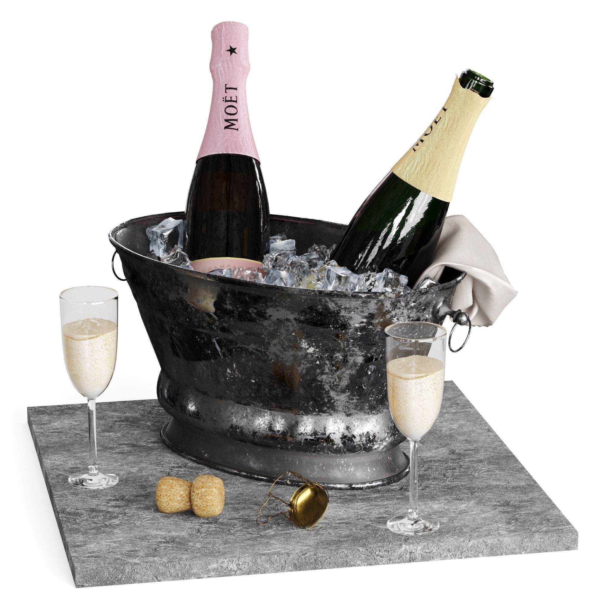 Bucket of champagne 3D model_3