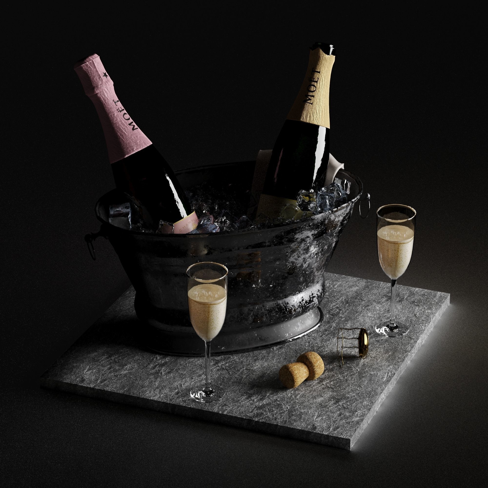 Bucket of champagne 3D model_19
