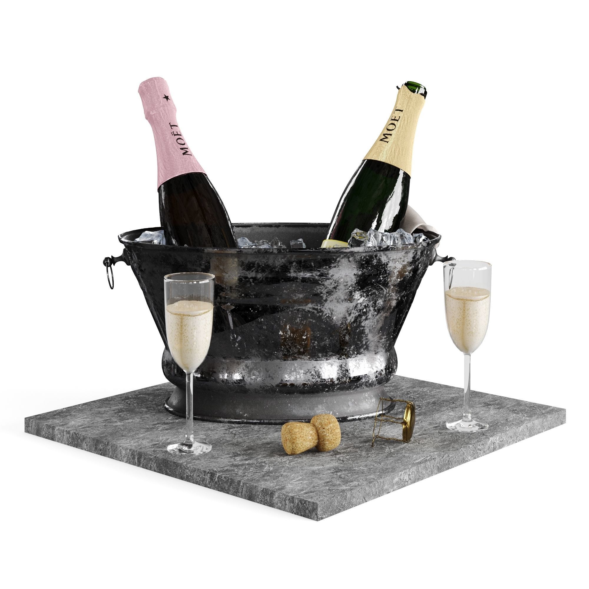 Bucket of champagne 3D model_1