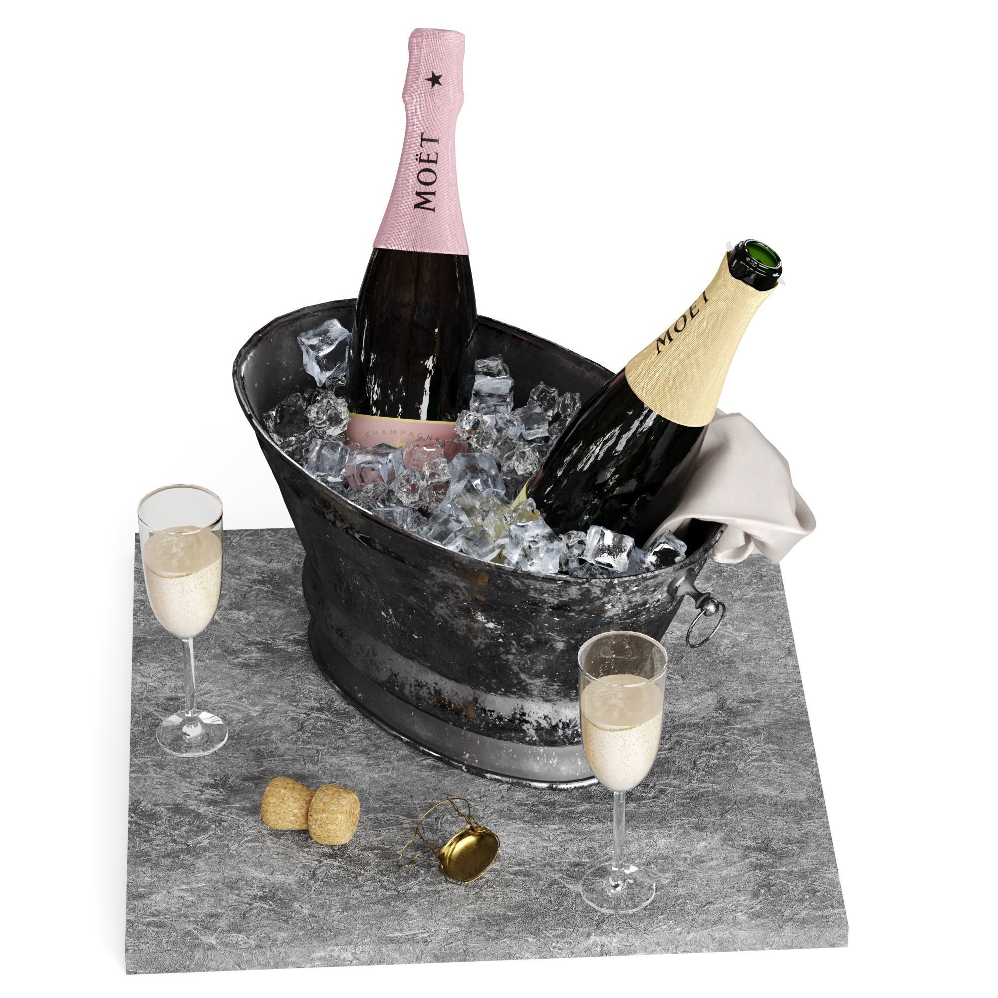 Bucket of champagne 3D model_4