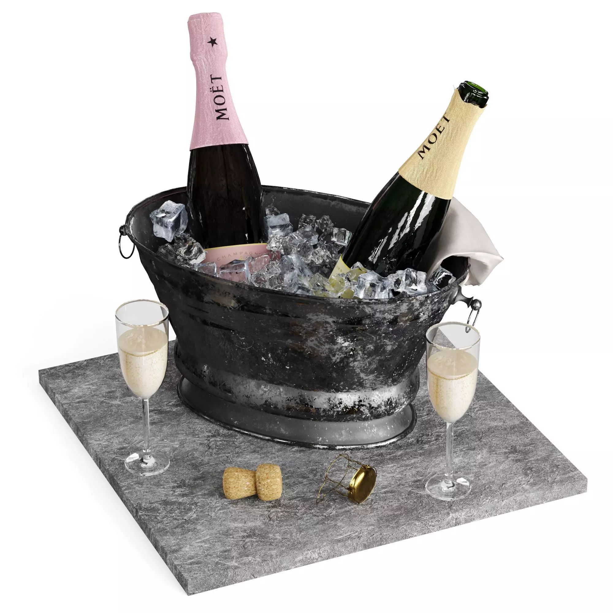 Bucket of champagne 3D model_0