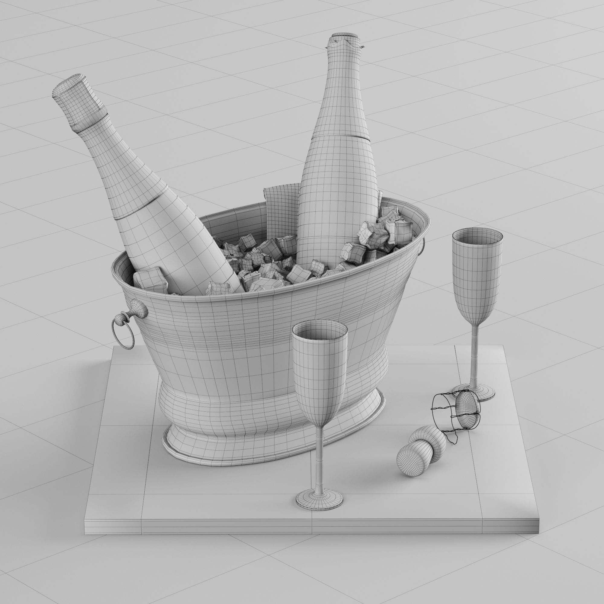 Bucket of champagne 3D model_14