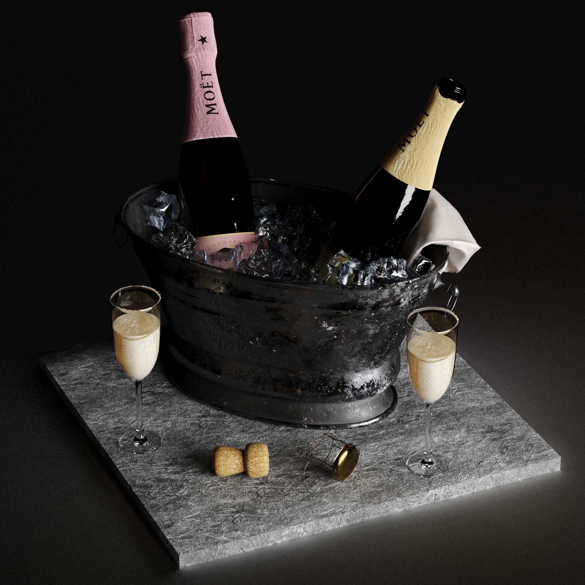 Bucket of champagne 3D model_24