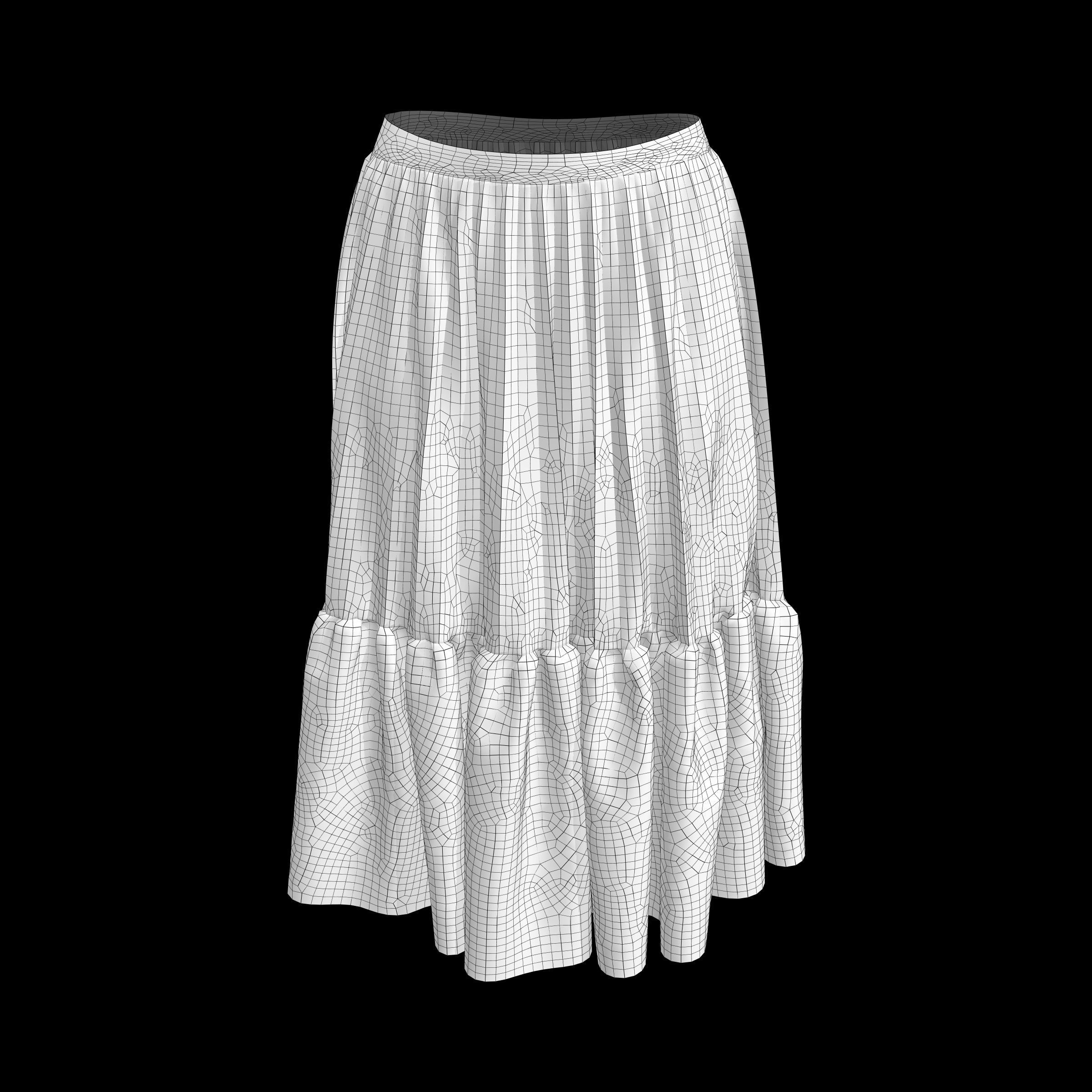 skirt with ruffles 3D model_9
