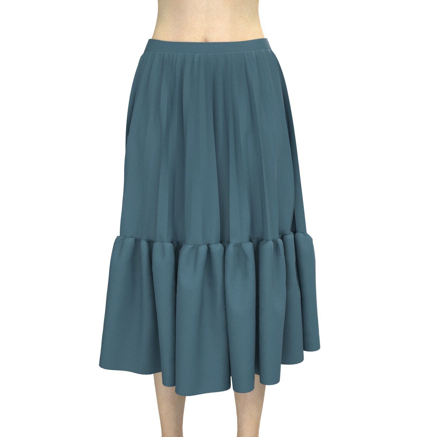 skirt with ruffles 3D model_1