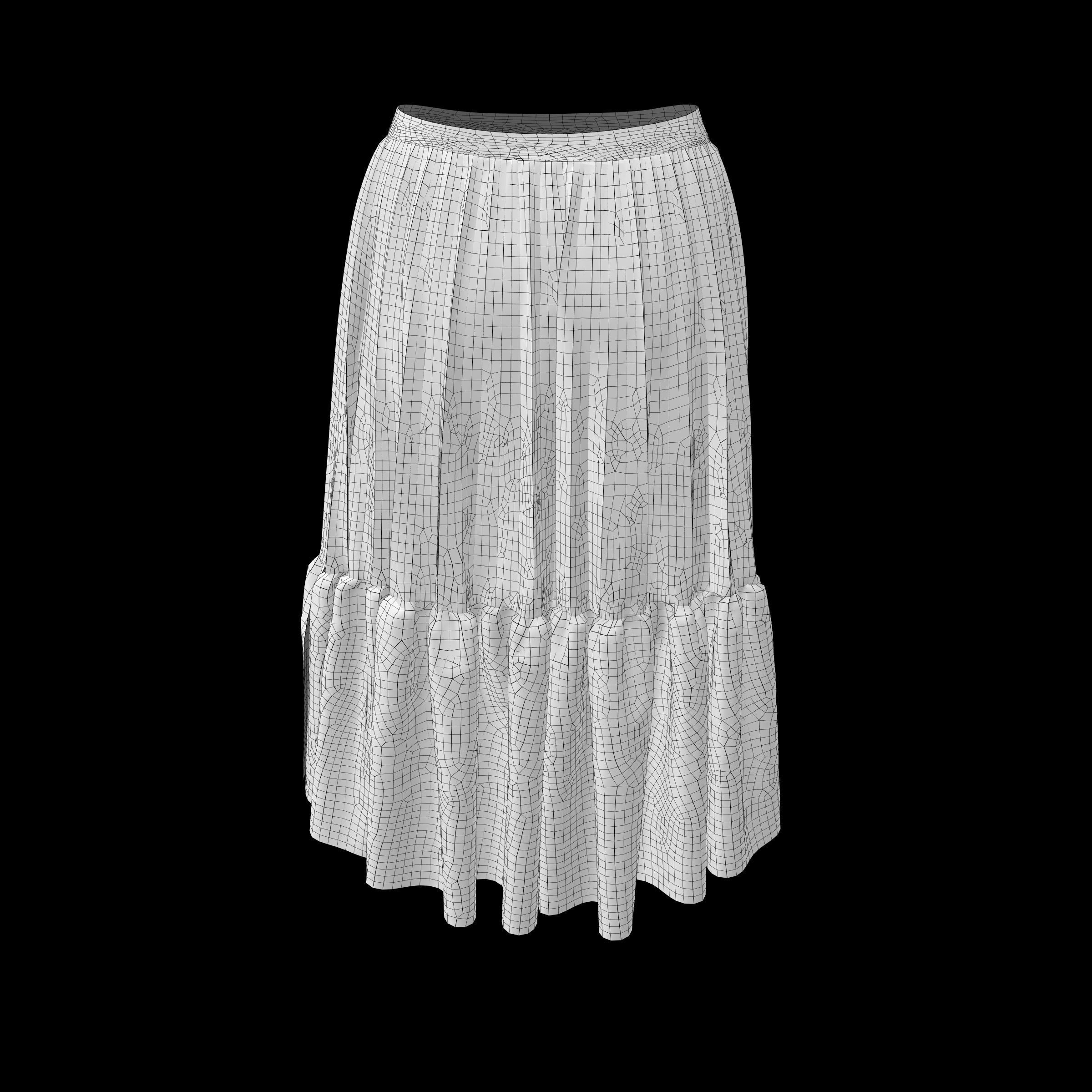 skirt with ruffles 3D model_11