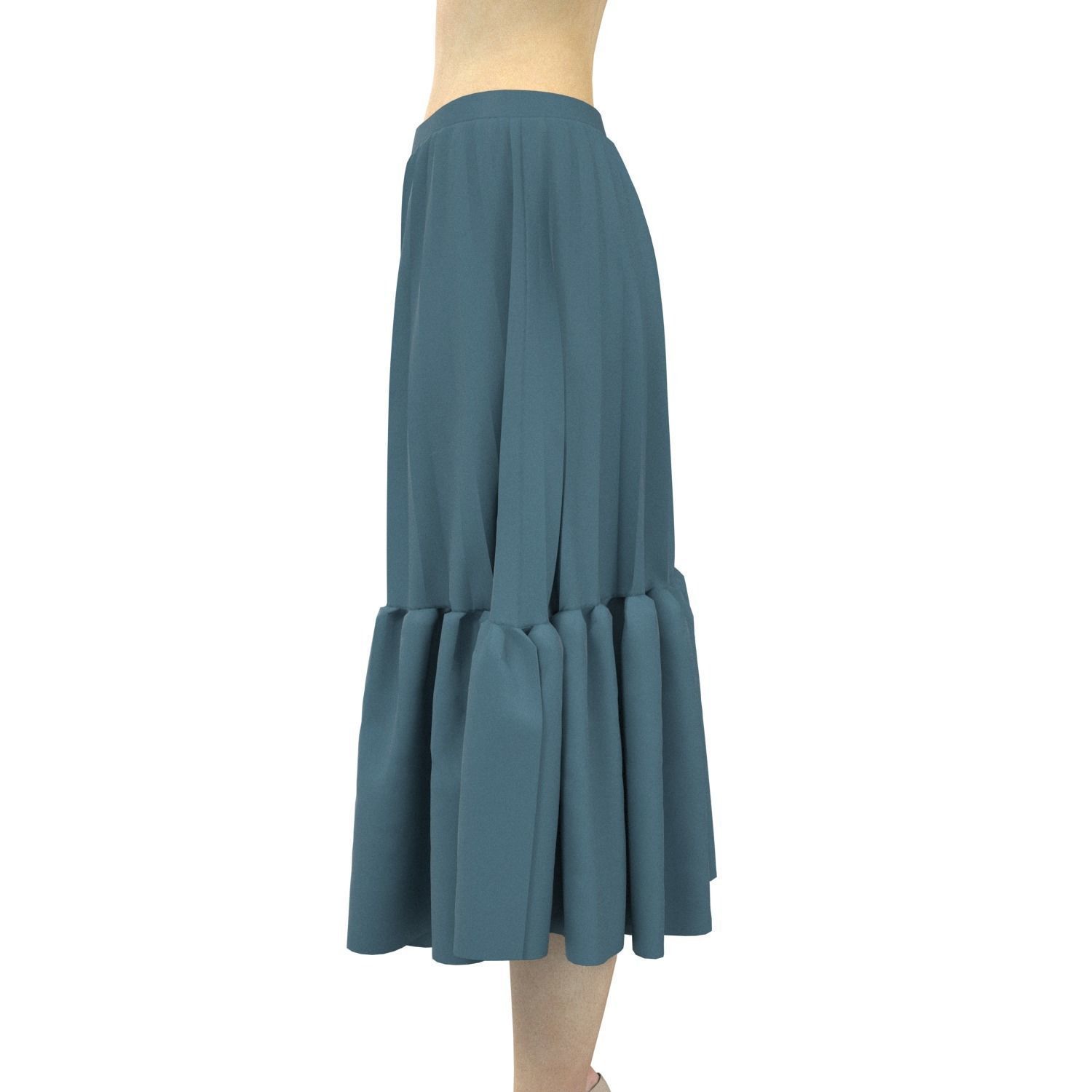 skirt with ruffles 3D model_4
