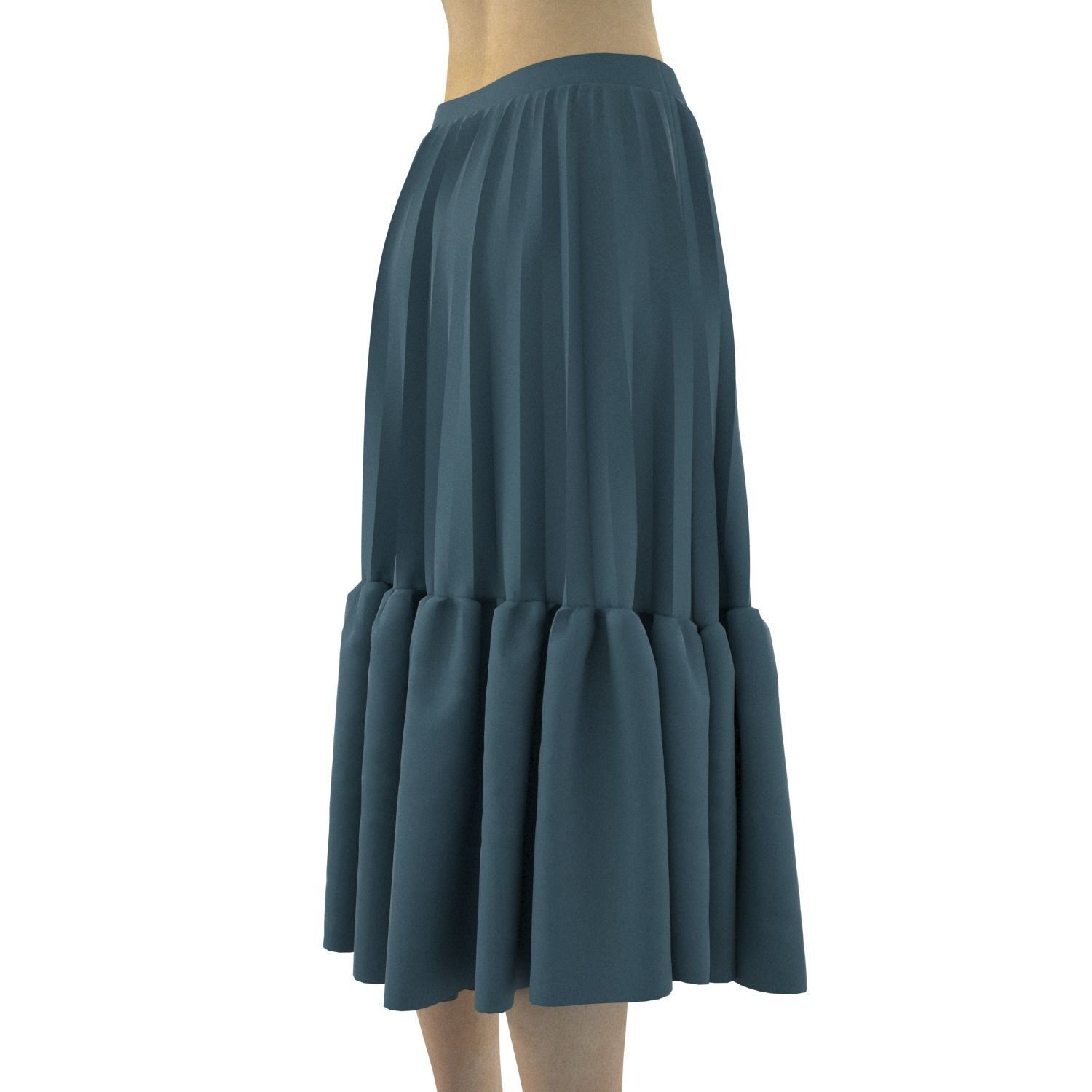 skirt with ruffles 3D model_2