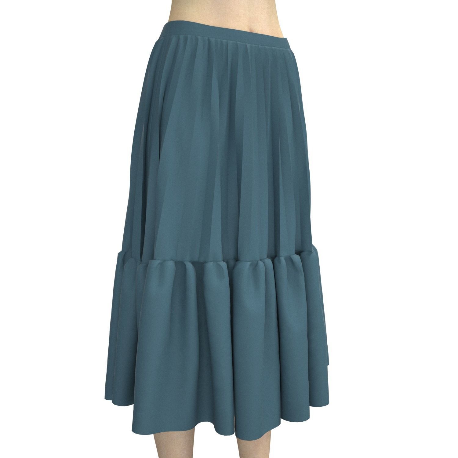 skirt with ruffles 3D model_5