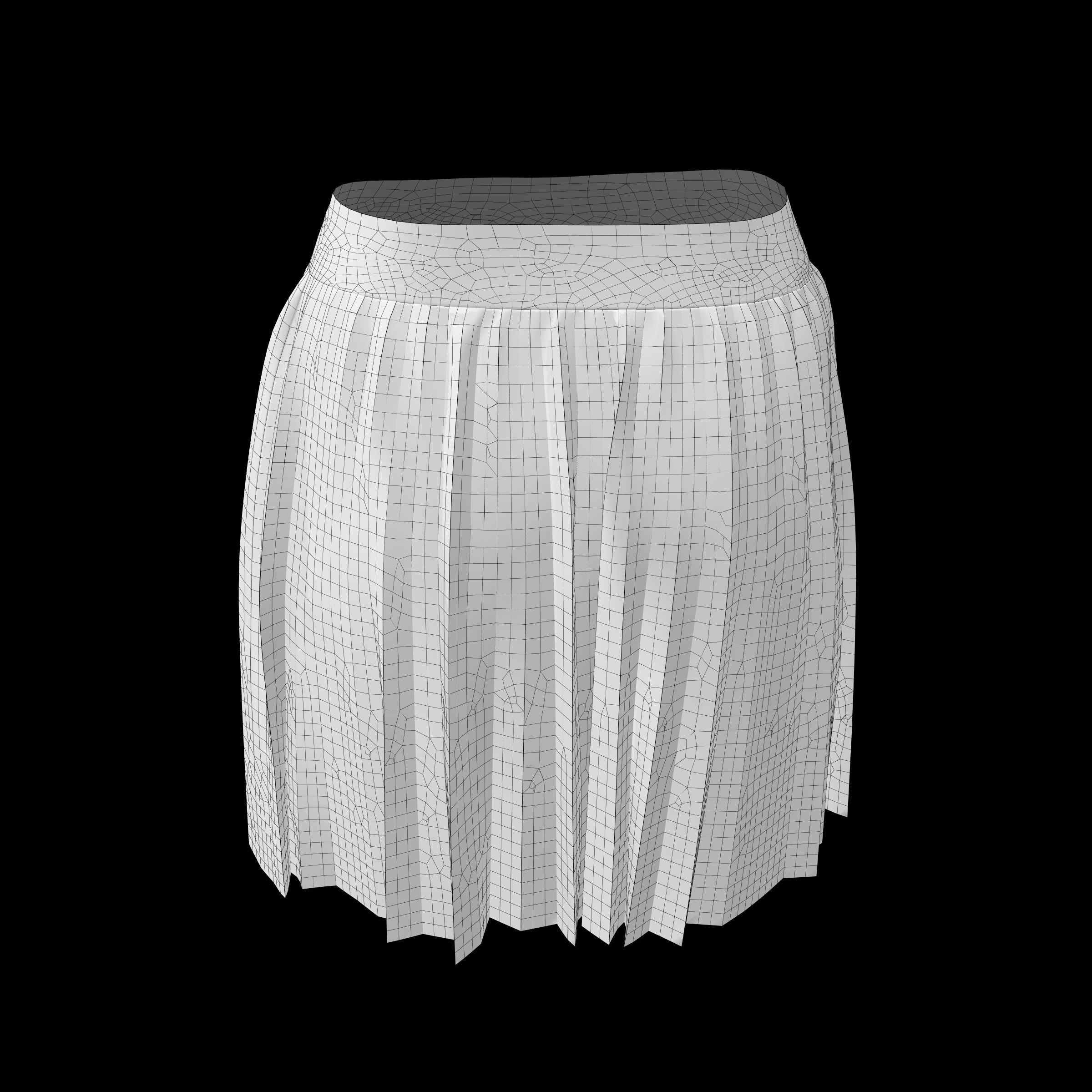 skirt emerald pleated 3D model_10