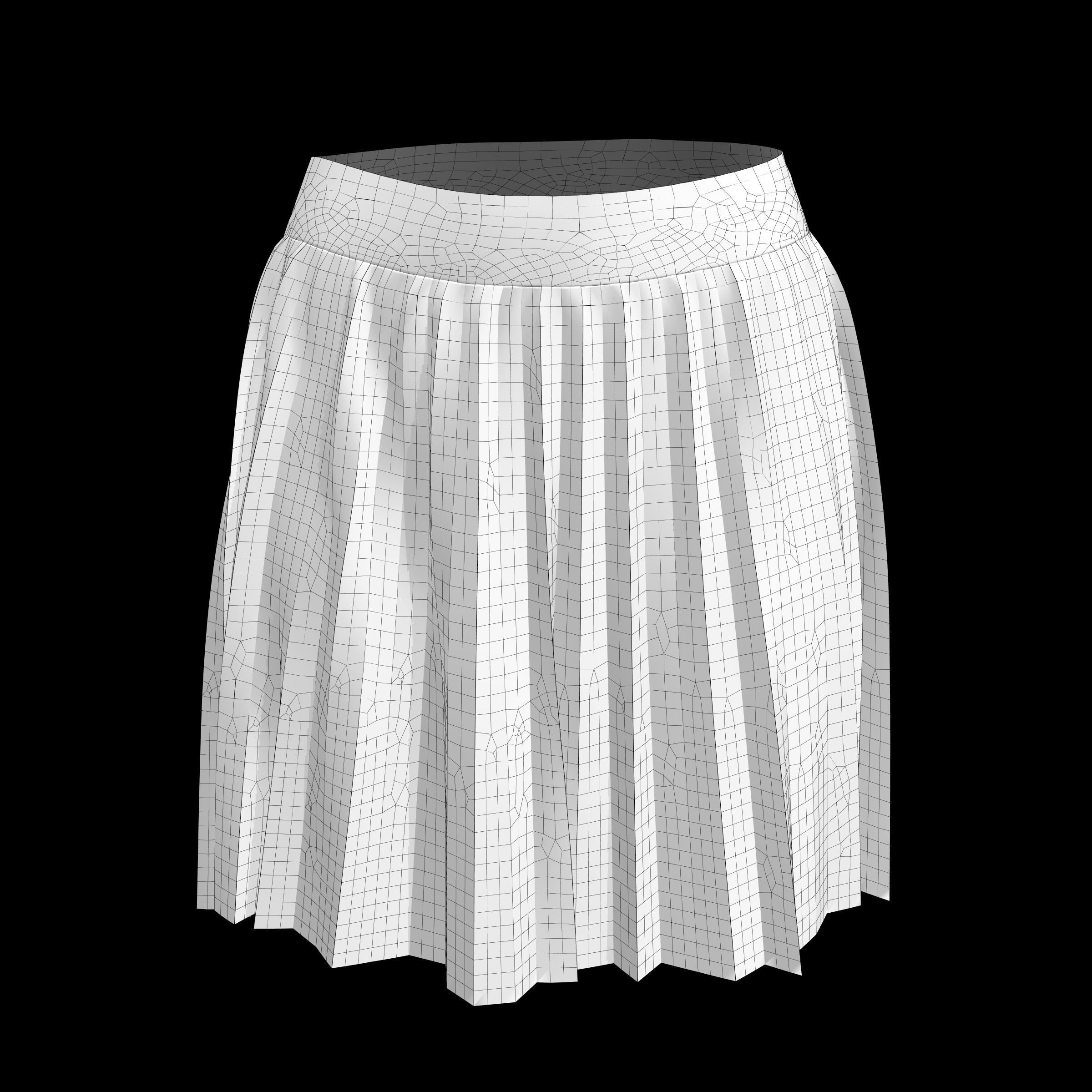 skirt emerald pleated 3D model_8