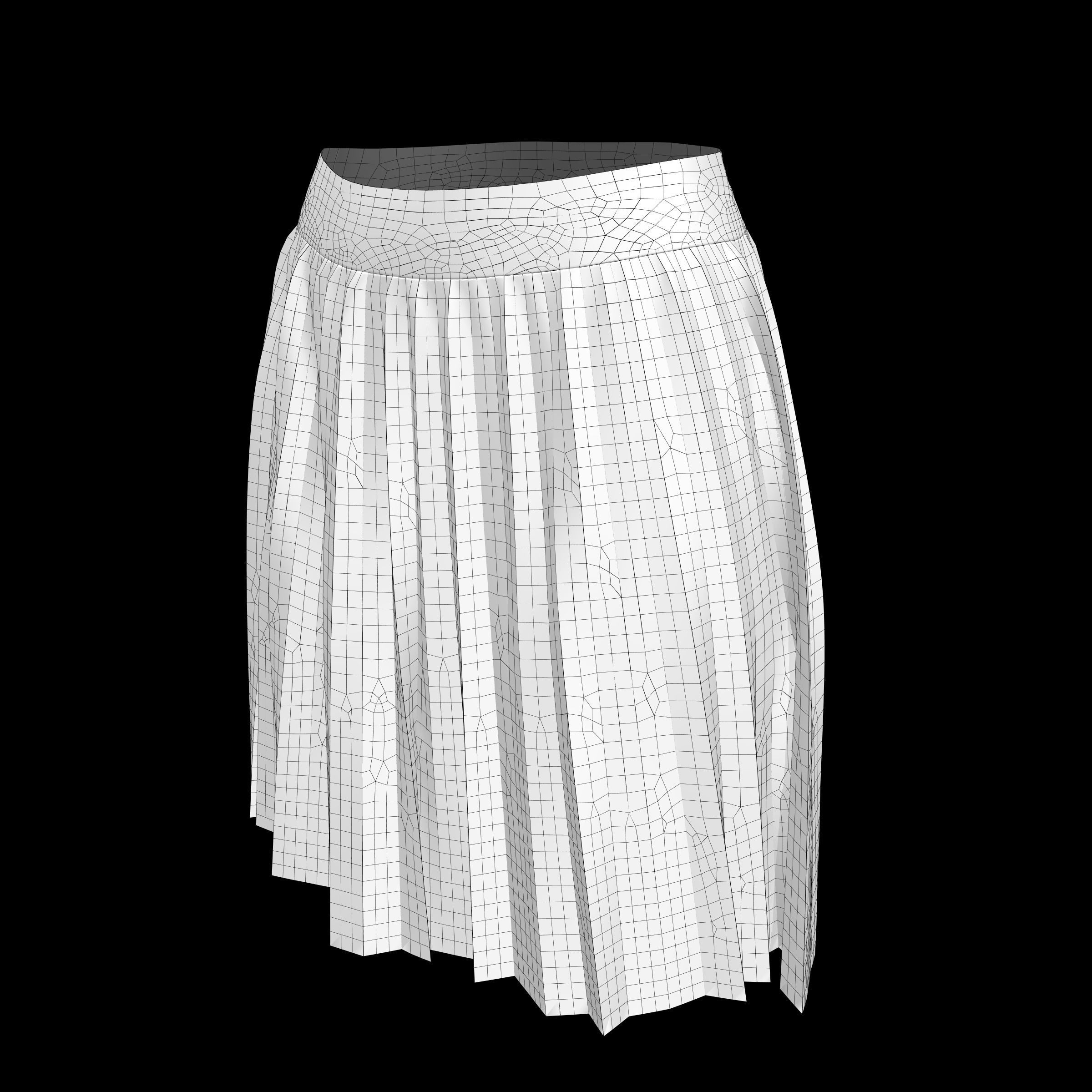 skirt emerald pleated 3D model_9