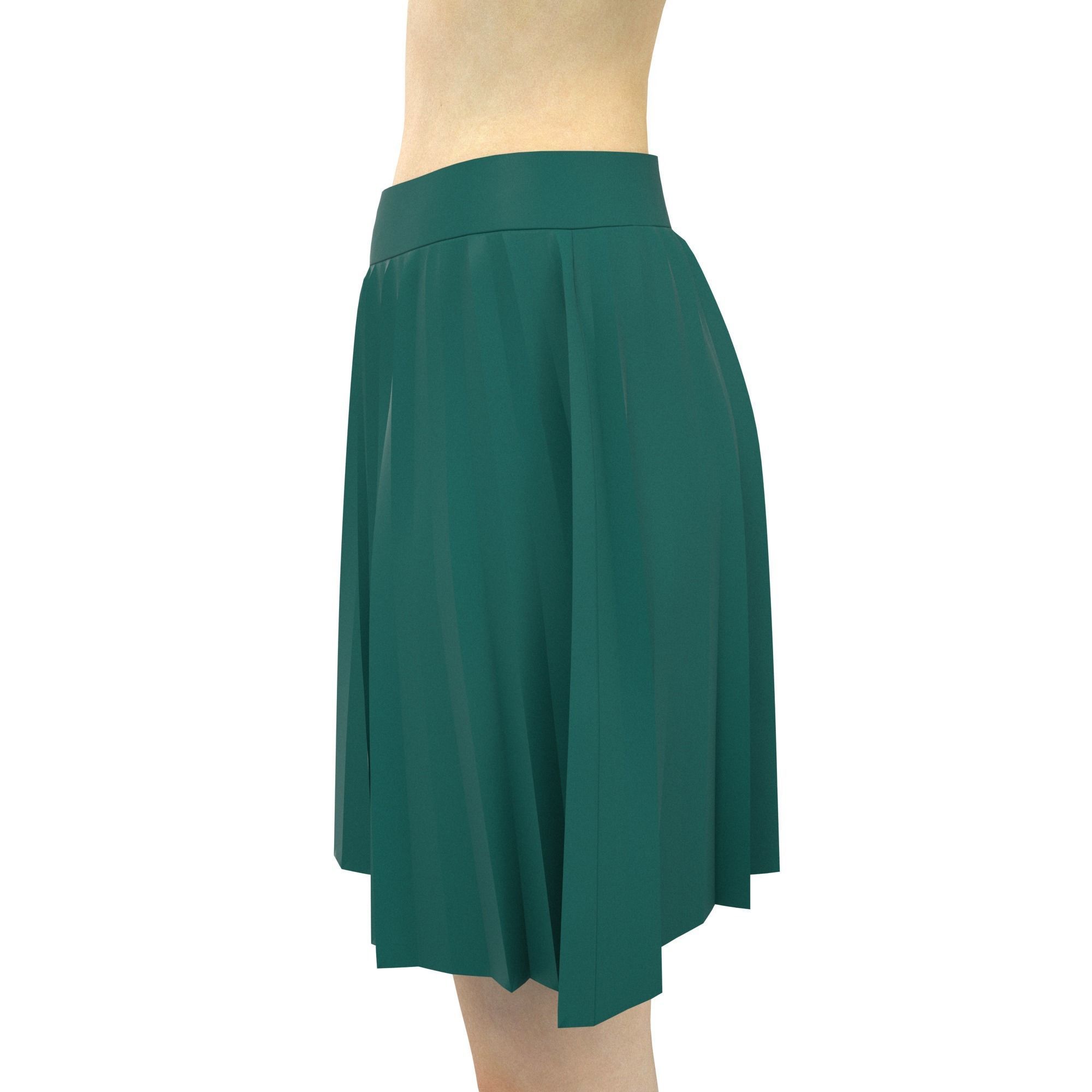 skirt emerald pleated 3D model_3