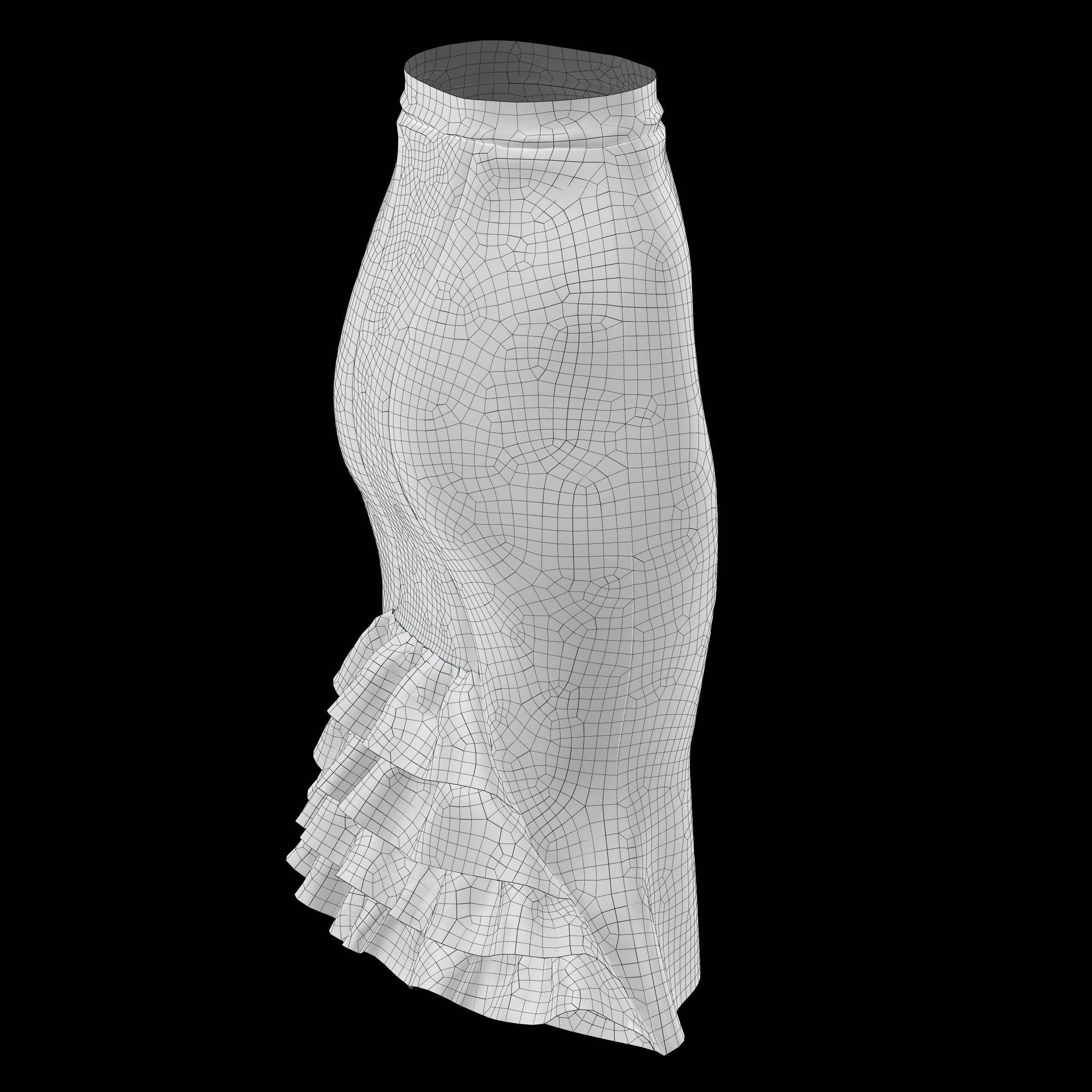 skirt with ruffles 3D model_11